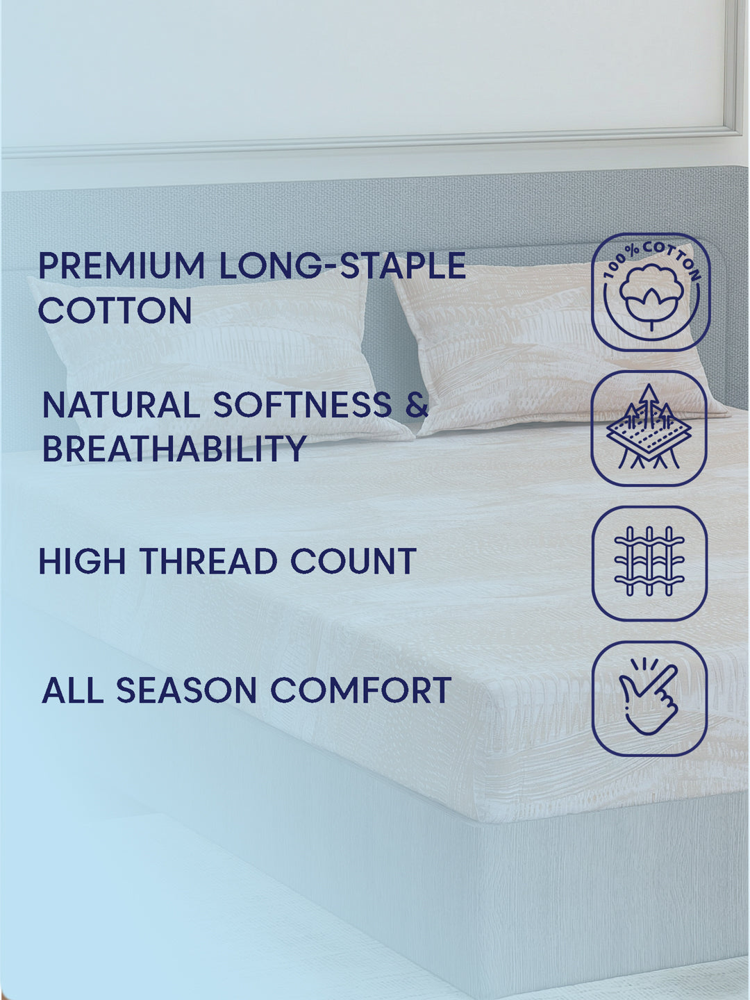 Premium 210 TC Pure Cotton King Size Bedsheet with 2 Pillow Covers Classique Mosaic Collection