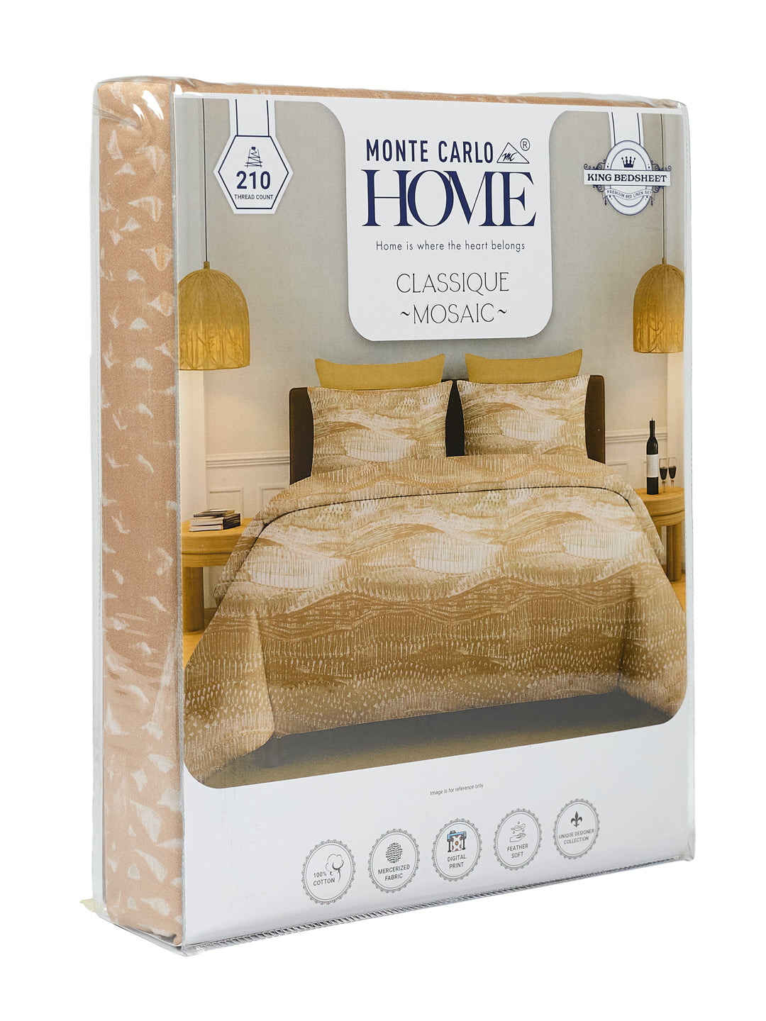 Premium 210 TC Pure Cotton King Size Bedsheet with 2 Pillow Covers Classique Mosaic Collection