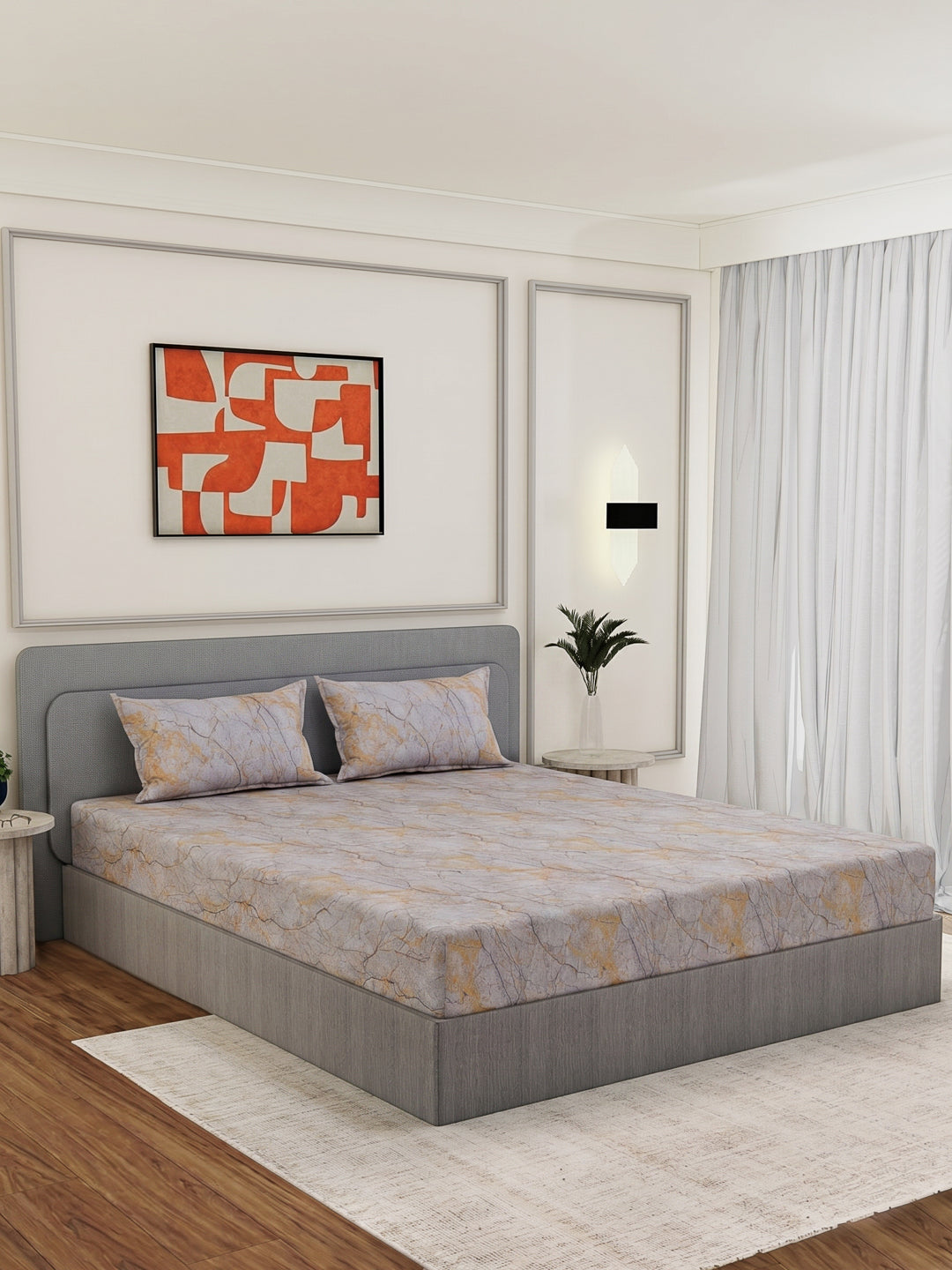 Premium 210 TC Pure Cotton King Size Bedsheet with 2 Pillow Covers Classique Mosaic Collection