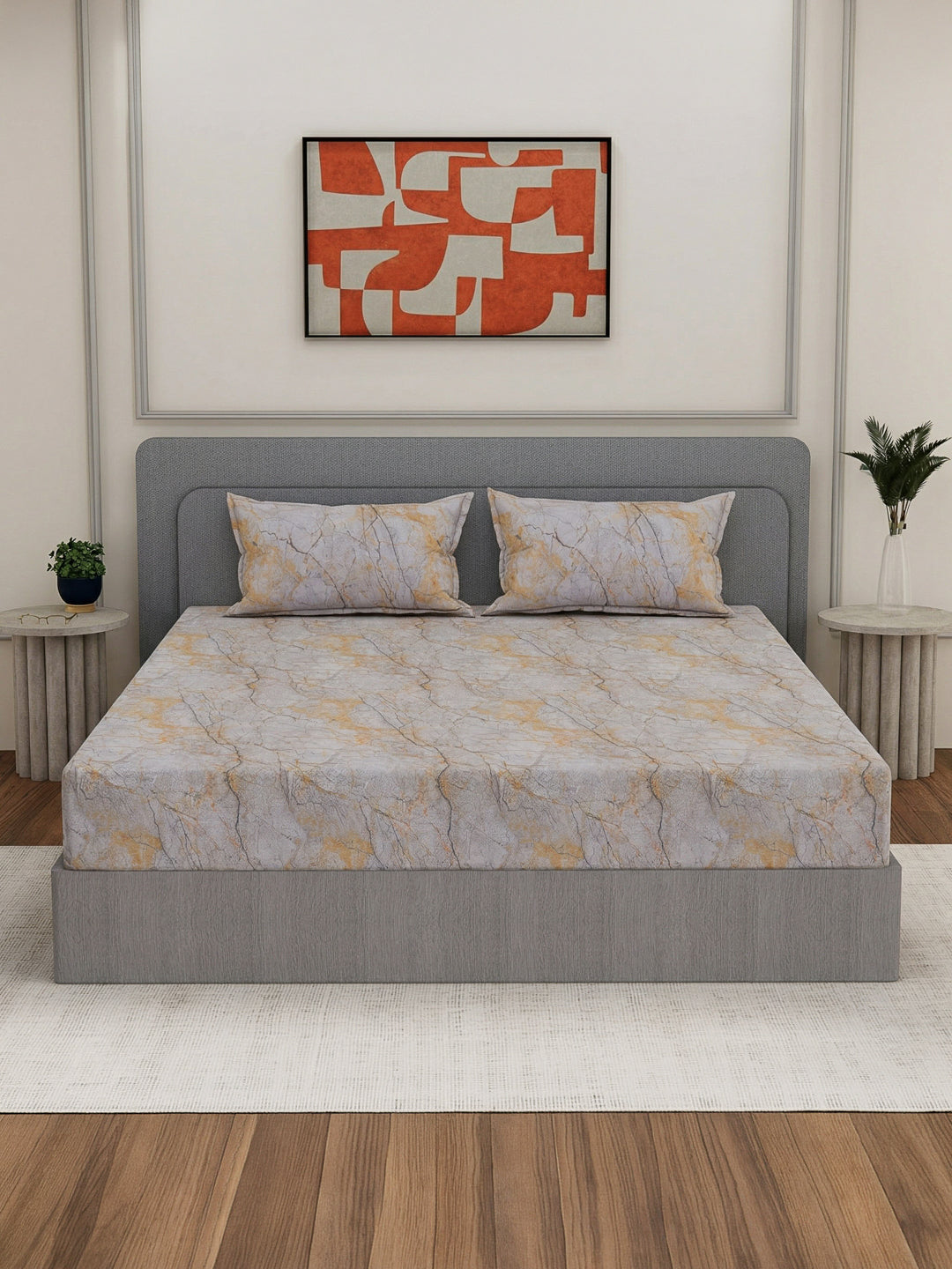 Premium 210 TC Pure Cotton King Size Bedsheet with 2 Pillow Covers Classique Mosaic Collection