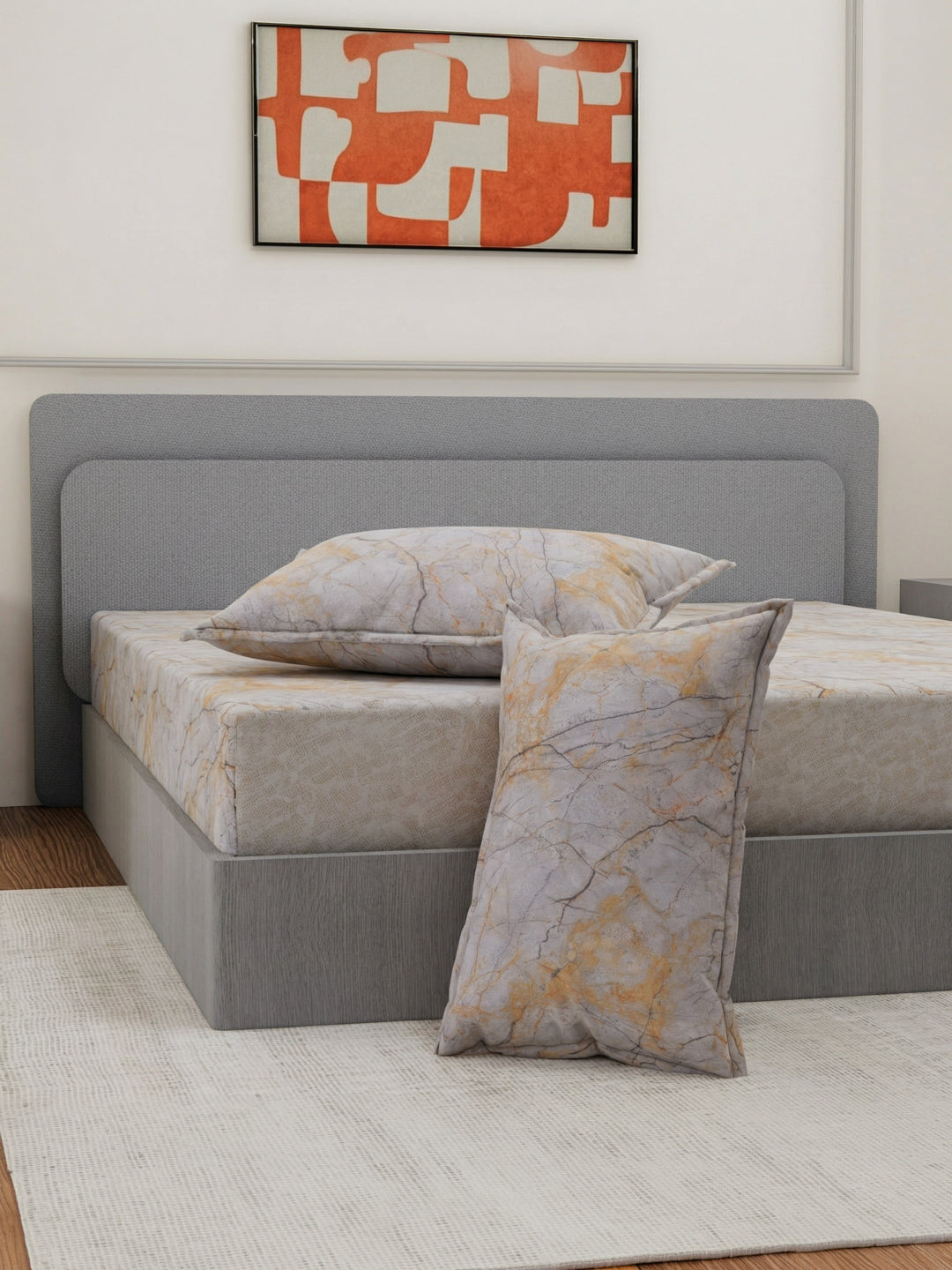 Premium 210 TC Pure Cotton King Size Bedsheet with 2 Pillow Covers Classique Mosaic Collection