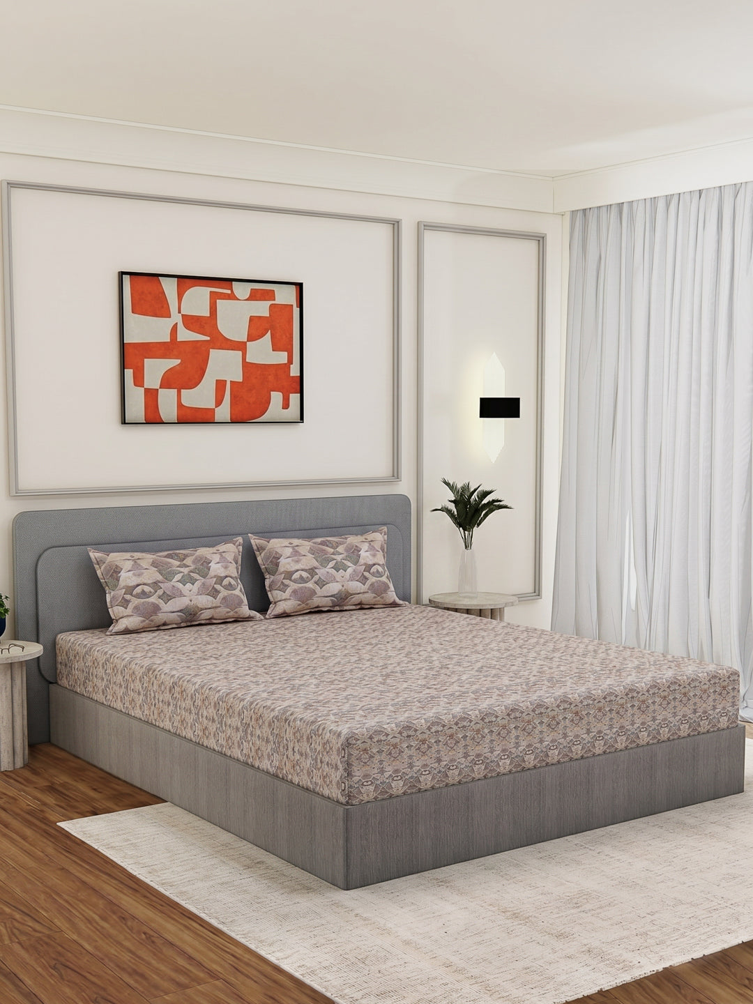 Premium 210 TC Pure Cotton King Size Bedsheet with 2 Pillow Covers Classique Mosaic Collection