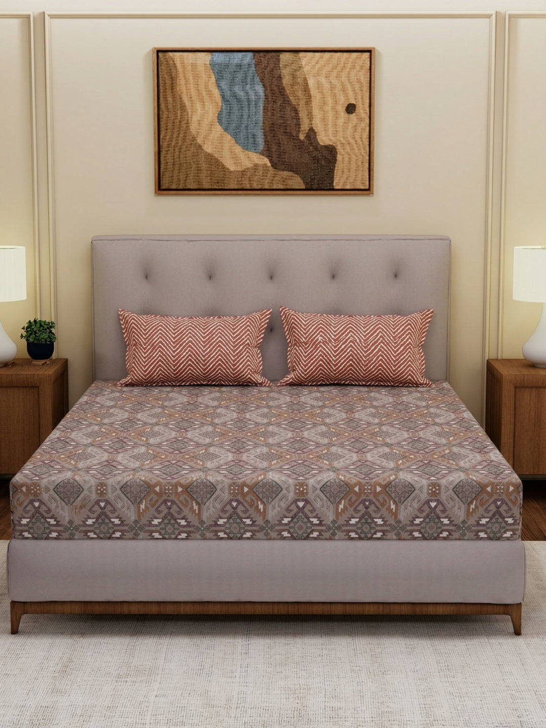 MOCA by Monte Carlo 120 TC Polycotton Double Bed Bedsheet with 2 Pillow Covers Paradise Collection
