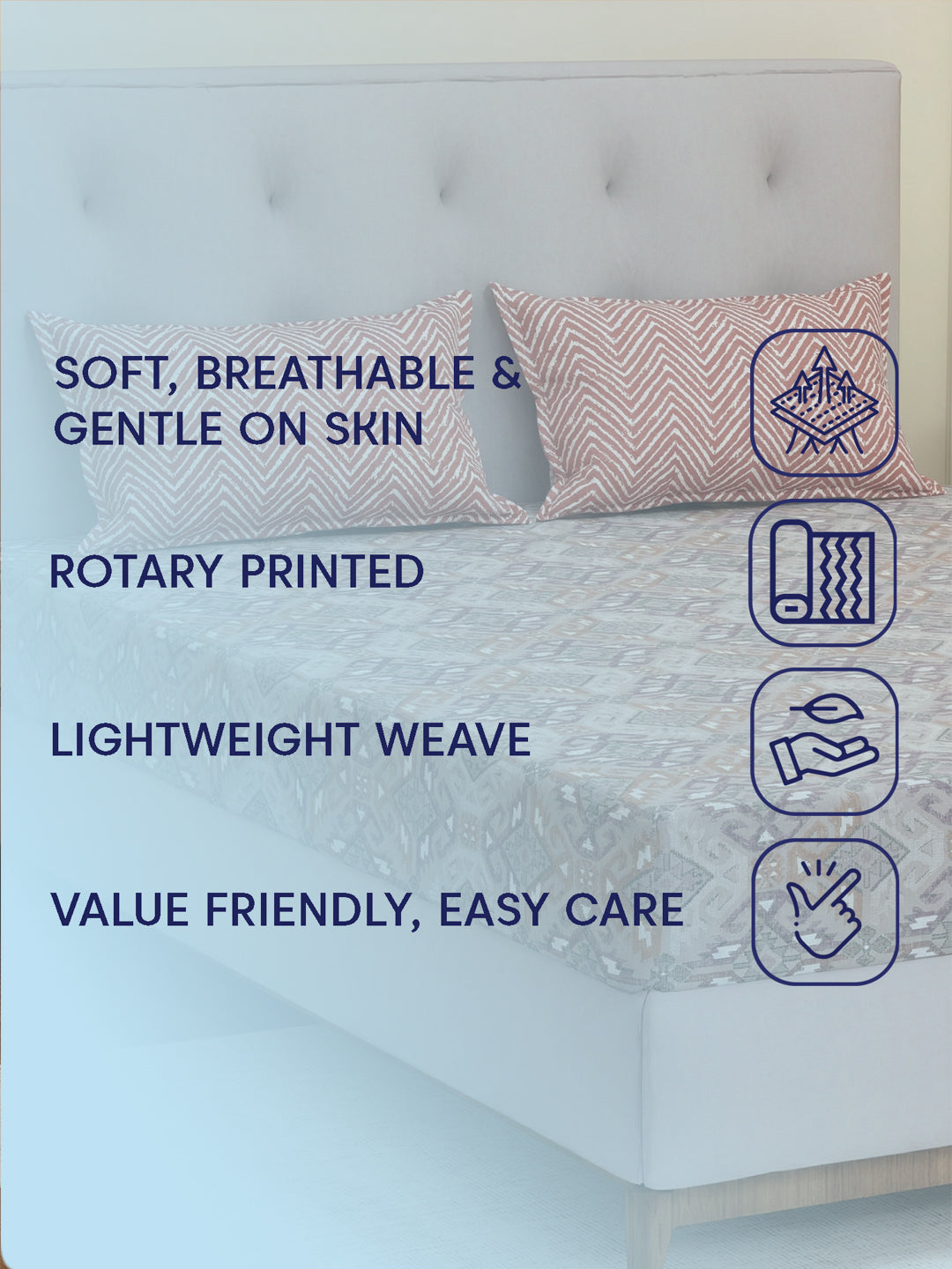 MOCA by Monte Carlo 120 TC Polycotton Double Bed Bedsheet with 2 Pillow Covers Paradise Collection