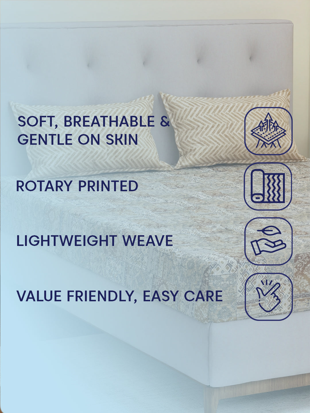 MOCA by Monte Carlo 120 TC Polycotton Double Bed Bedsheet with 2 Pillow Covers Paradise Collection