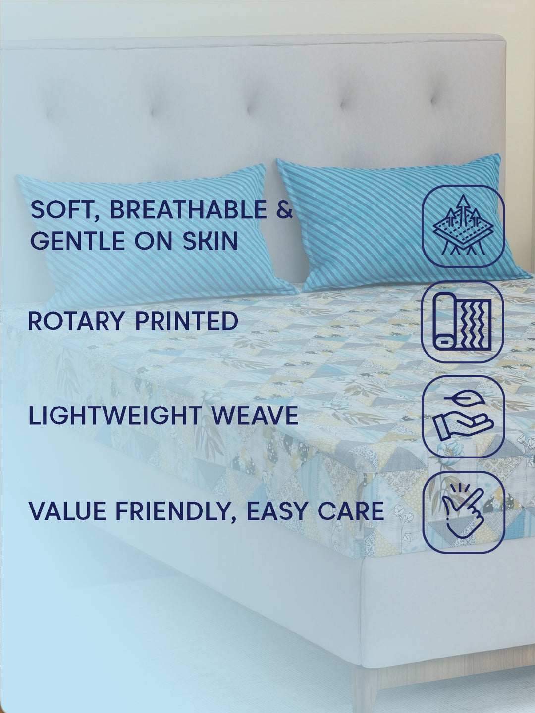 MOCA by Monte Carlo 120 TC Polycotton Double Bed Bedsheet with 2 Pillow Covers Paradise Collection