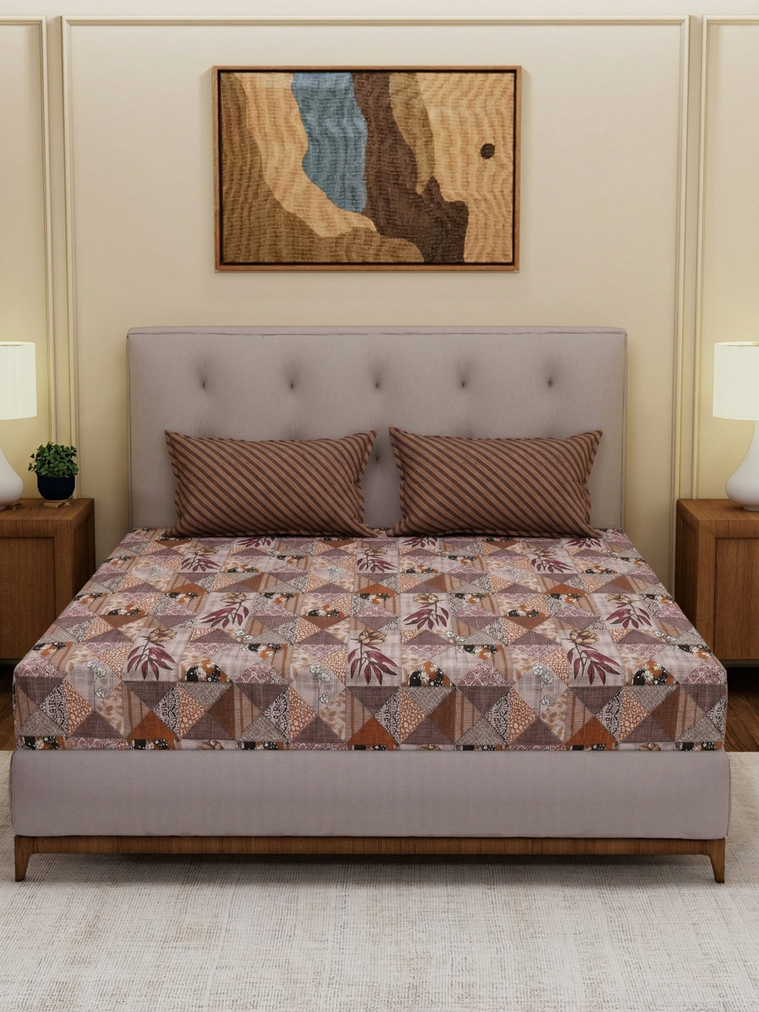 MOCA by Monte Carlo 120 TC Polycotton Double Bed Bedsheet with 2 Pillow Covers Paradise Collection