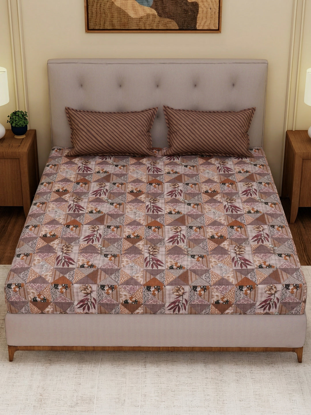 MOCA by Monte Carlo 120 TC Polycotton Double Bed Bedsheet with 2 Pillow Covers Paradise Collection