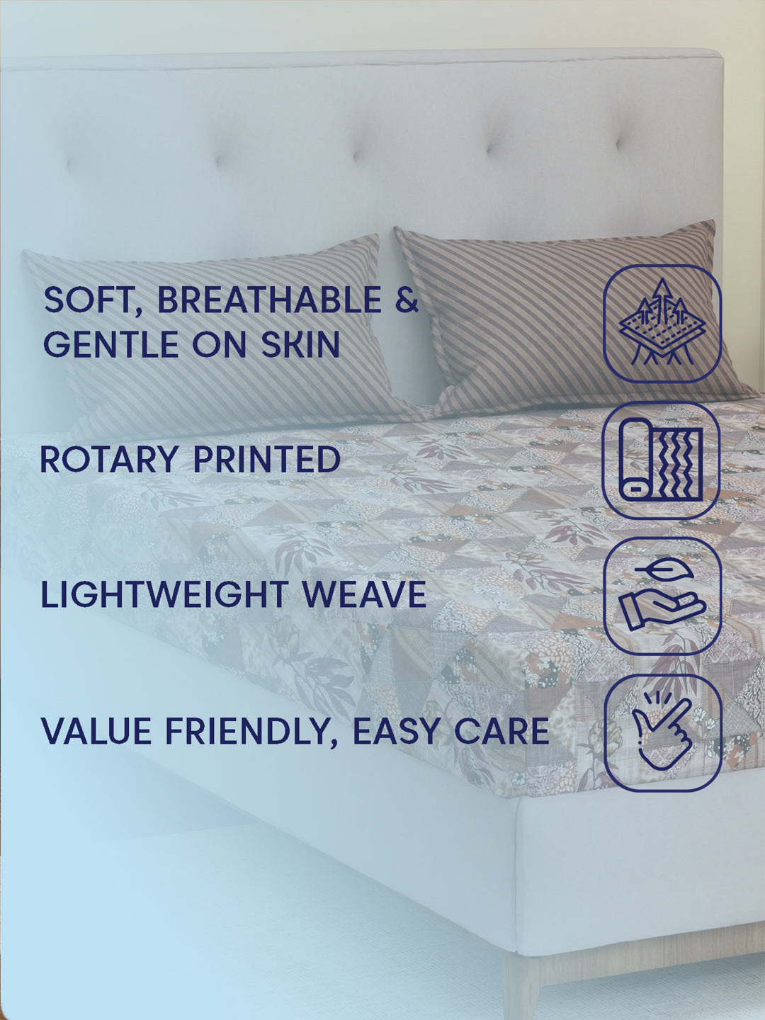 MOCA by Monte Carlo 120 TC Polycotton Double Bed Bedsheet with 2 Pillow Covers Paradise Collection