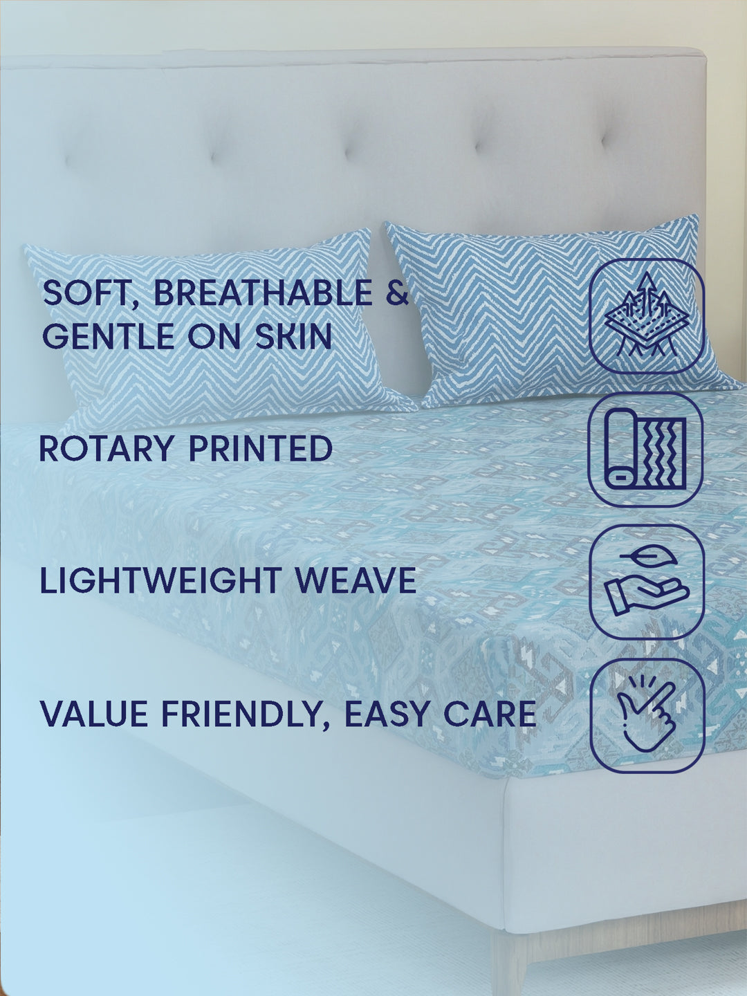 MOCA by Monte Carlo 120 TC Polycotton Double Bed Bedsheet with 2 Pillow Covers Paradise Collection