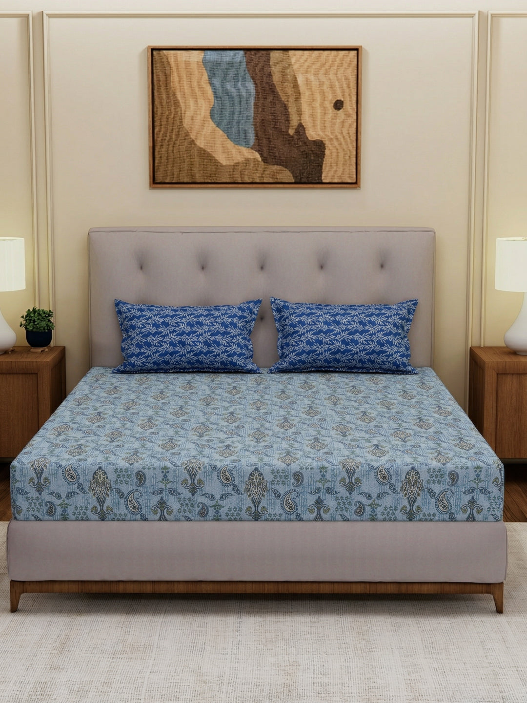 MOCA by Monte Carlo 120 TC Polycotton Double Bed Bedsheet with 2 Pillow Covers Paradise Collection