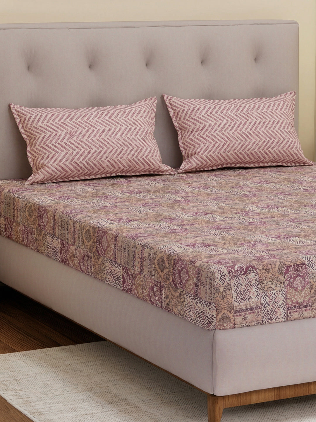MOCA by Monte Carlo 120 TC Polycotton Double Bed Bedsheet with 2 Pillow Covers Paradise Collection