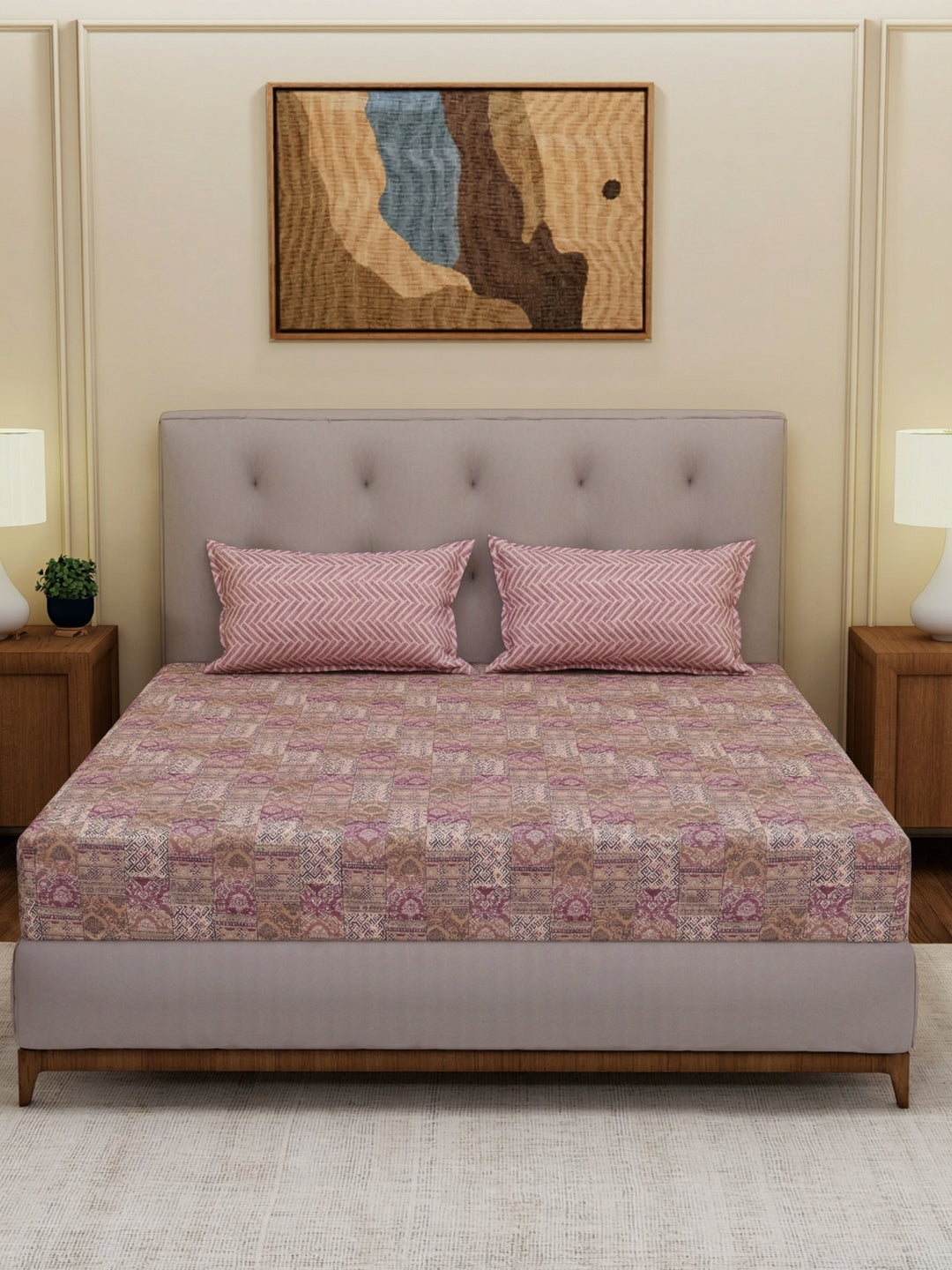 MOCA by Monte Carlo 120 TC Polycotton Double Bed Bedsheet with 2 Pillow Covers Paradise Collection