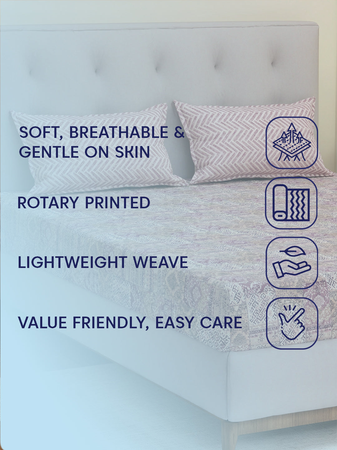 MOCA by Monte Carlo 120 TC Polycotton Double Bed Bedsheet with 2 Pillow Covers Paradise Collection
