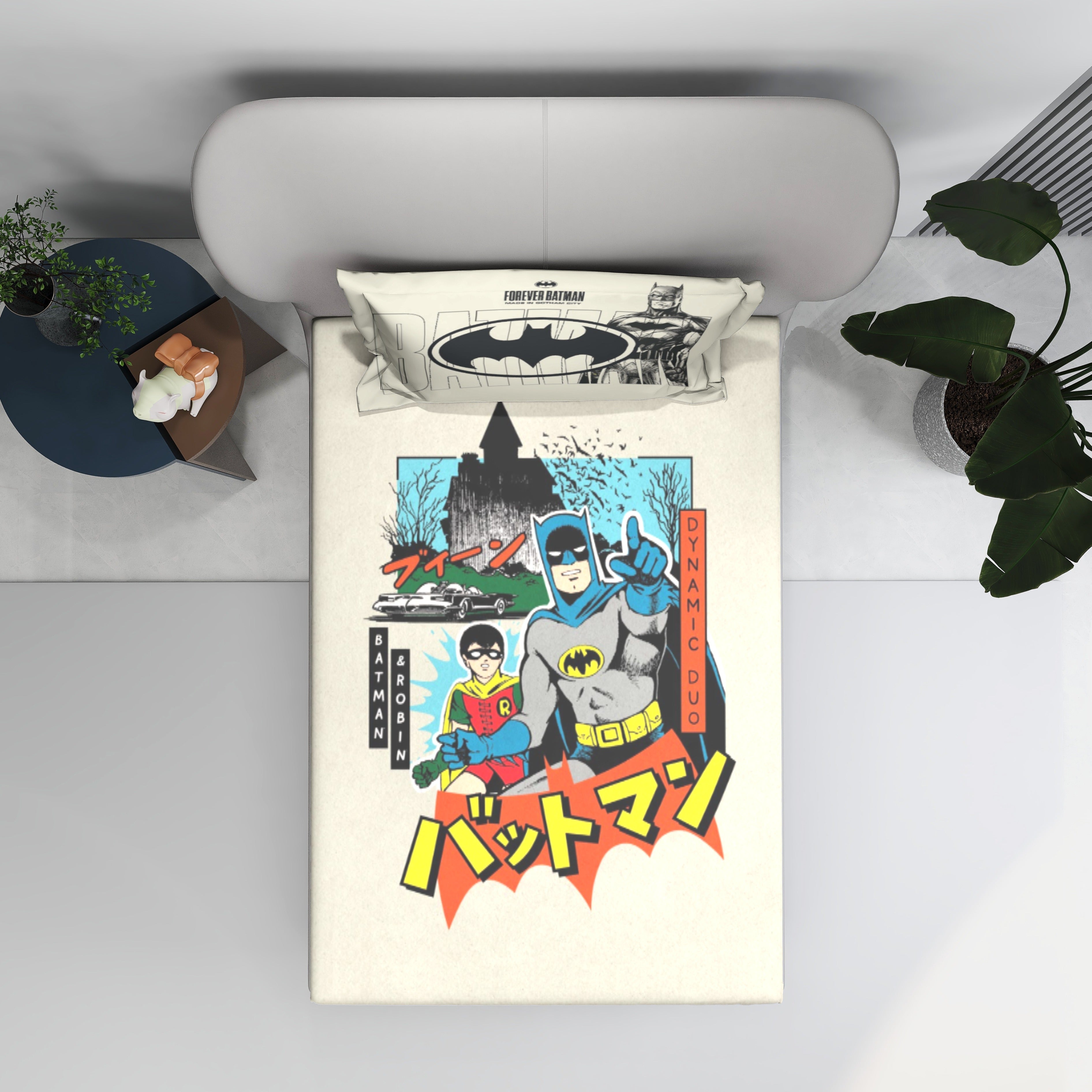 Monte Carlo Batman Printed 110 GSM Single Bedsheet with 1 Pillow Cover for Kids