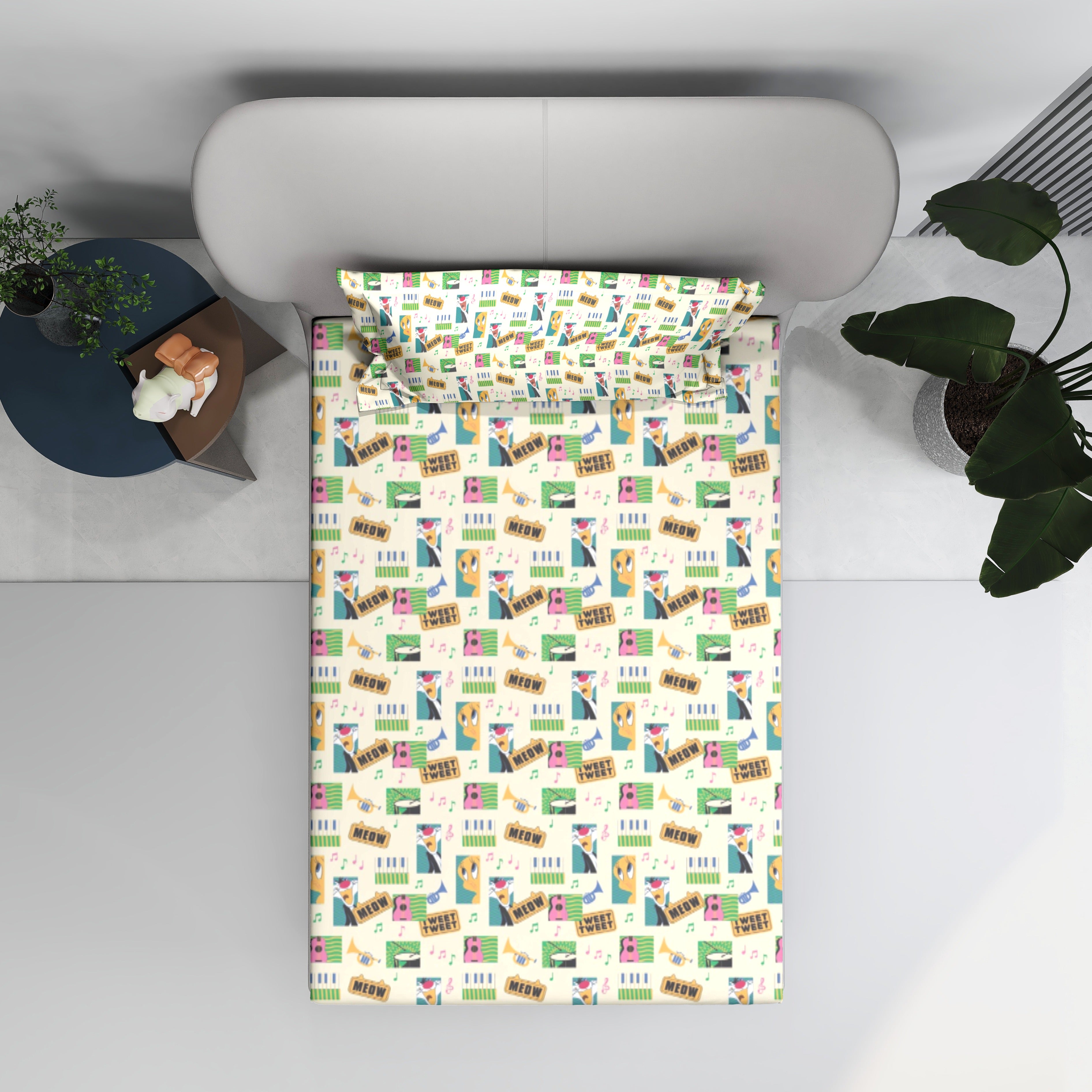 Monte Carlo Batman Printed 110 GSM Single Bedsheet with 1 Pillow Cover for Kids