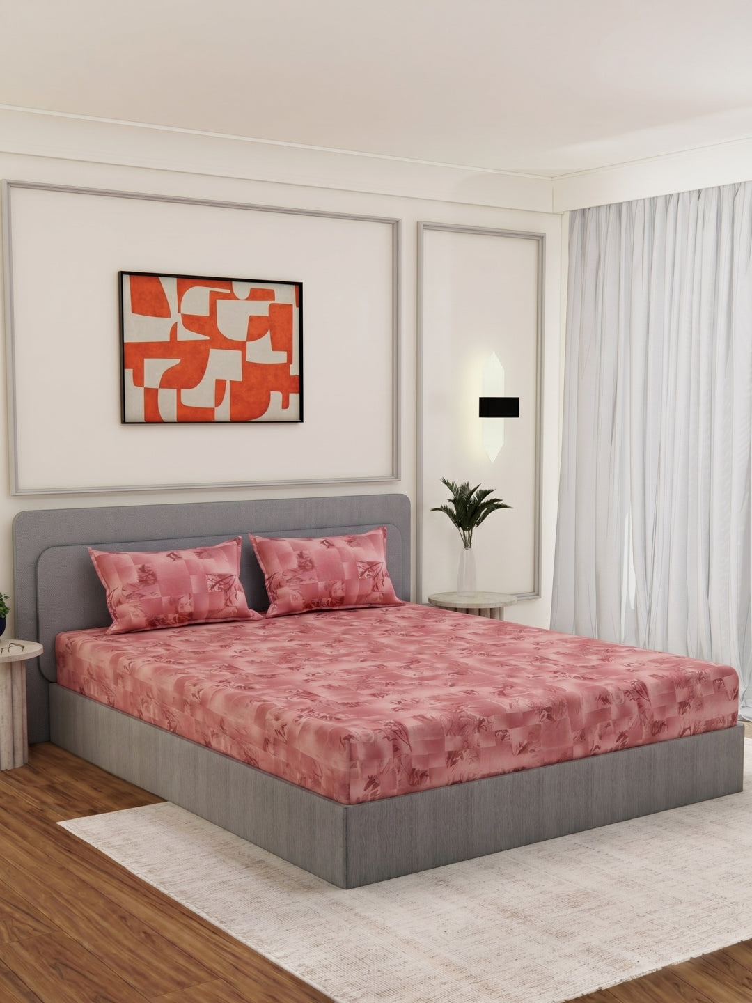 144 TC Pure Cotton Double Bed Bedsheet with 2 Pillow Covers Prestige Collection