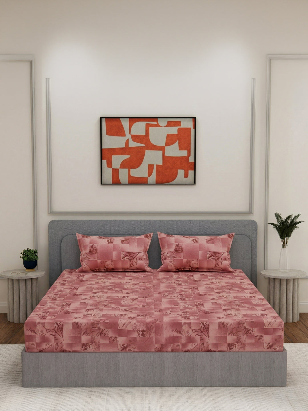 144 TC Pure Cotton Double Bed Bedsheet with 2 Pillow Covers Prestige Collection