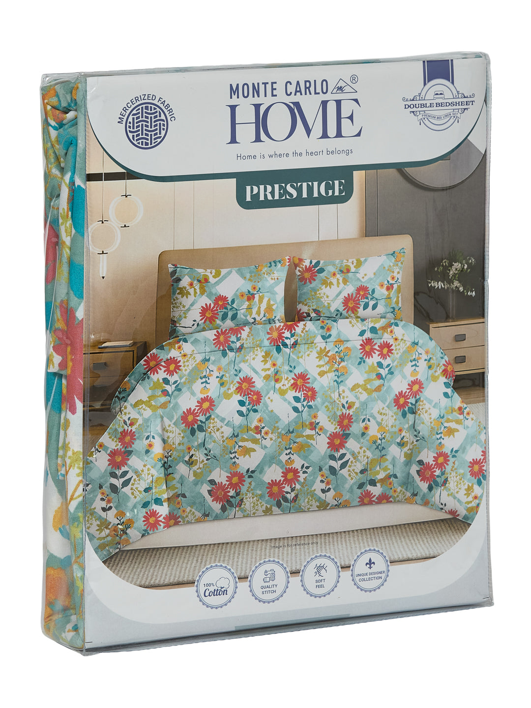 144 TC Pure Cotton Double Bed Bedsheet with 2 Pillow Covers Prestige Collection
