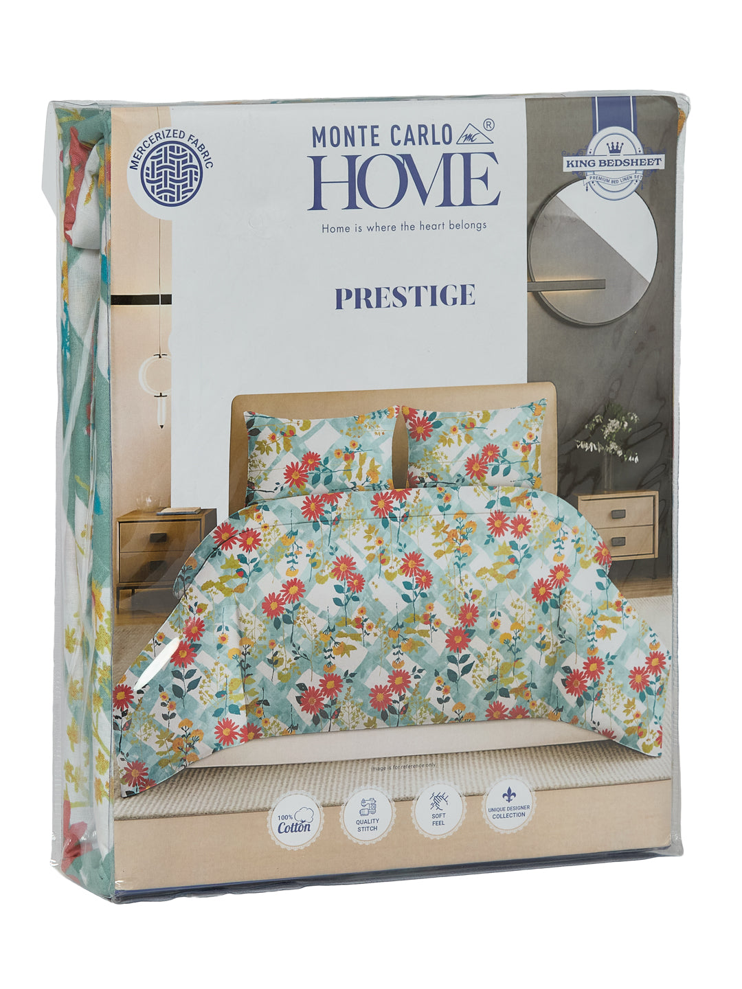144 TC Pure Cotton King Size Bedsheet with 2 Pillow Covers Prestige Collection
