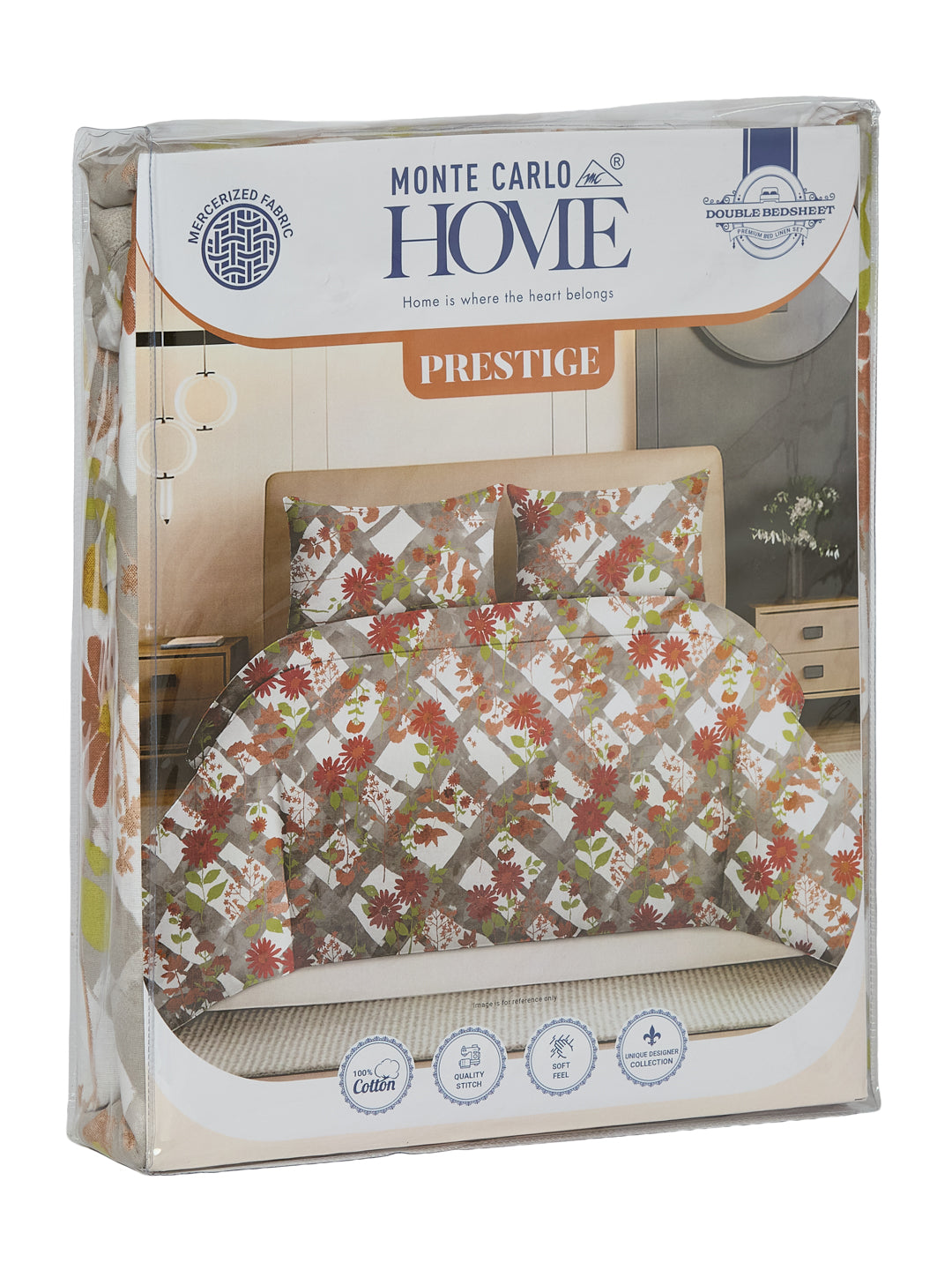 144 TC Pure Cotton Double Bed Bedsheet with 2 Pillow Covers Prestige Collection