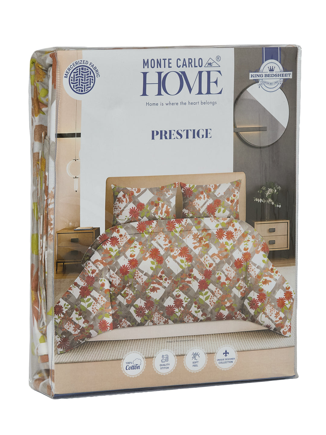 144 TC Pure Cotton King Size Bedsheet with 2 Pillow Covers Prestige Collection