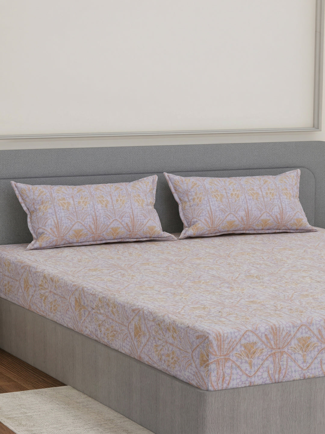 144 TC Pure Cotton Double Bed Bedsheet with 2 Pillow Covers Prestige Collection