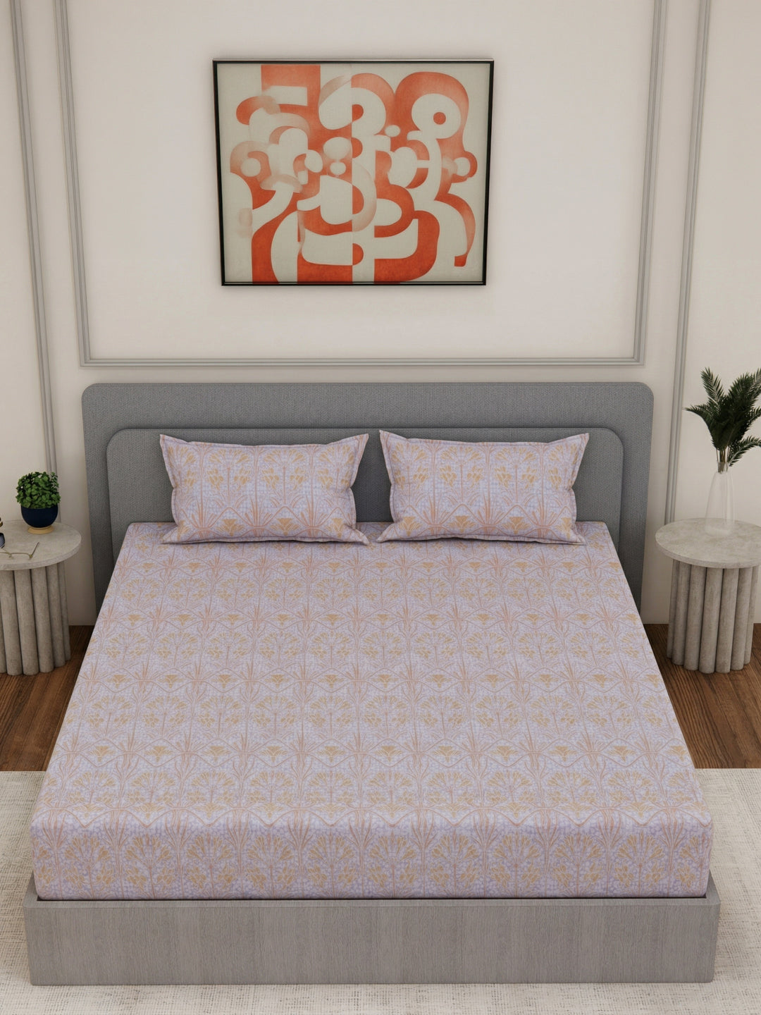 144 TC Pure Cotton Double Bed Bedsheet with 2 Pillow Covers Prestige Collection