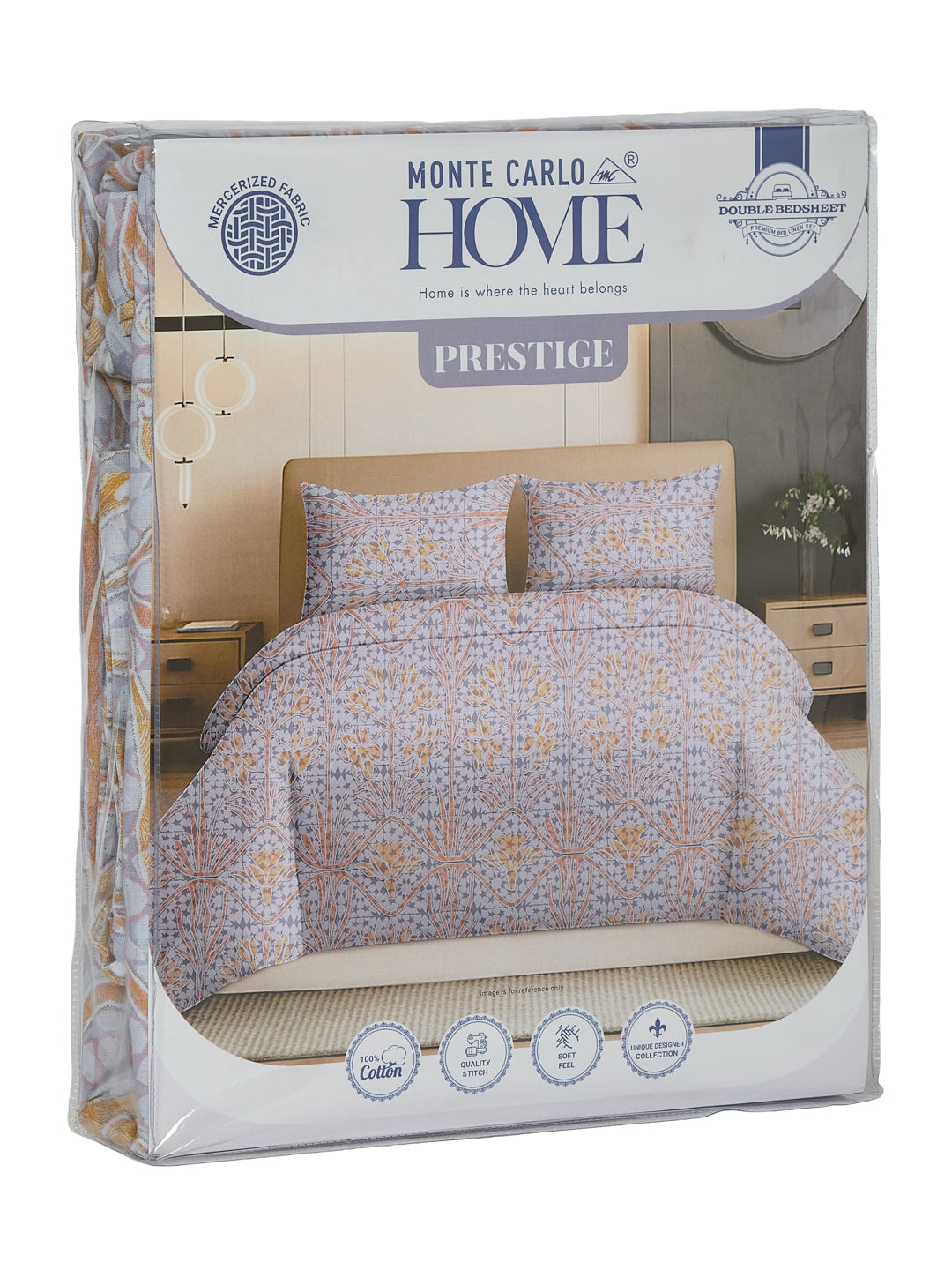 144 TC Pure Cotton Double Bed Bedsheet with 2 Pillow Covers Prestige Collection