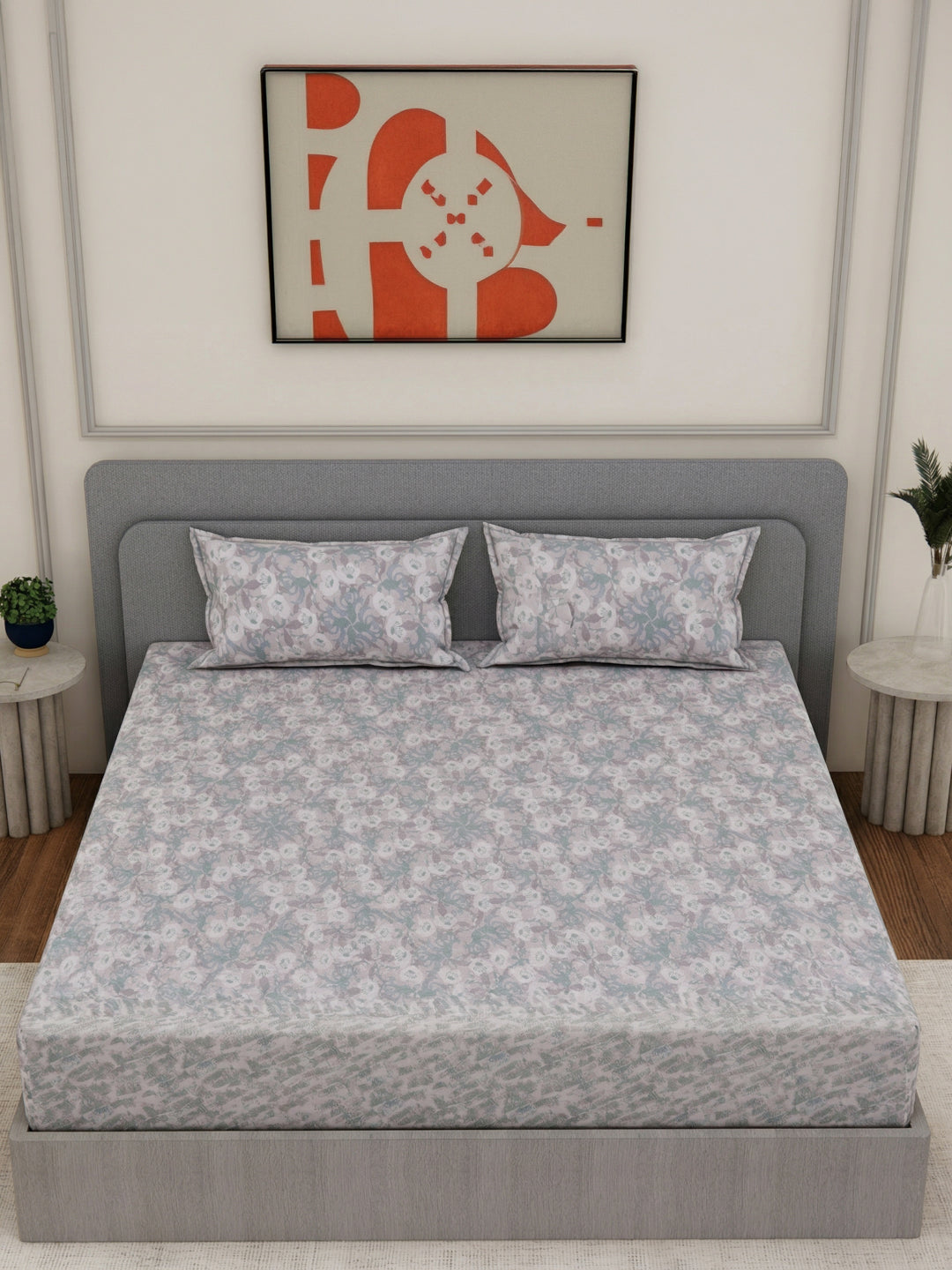 144 TC Pure Cotton King Size Bedsheet with 2 Pillow Covers Prestige Collection