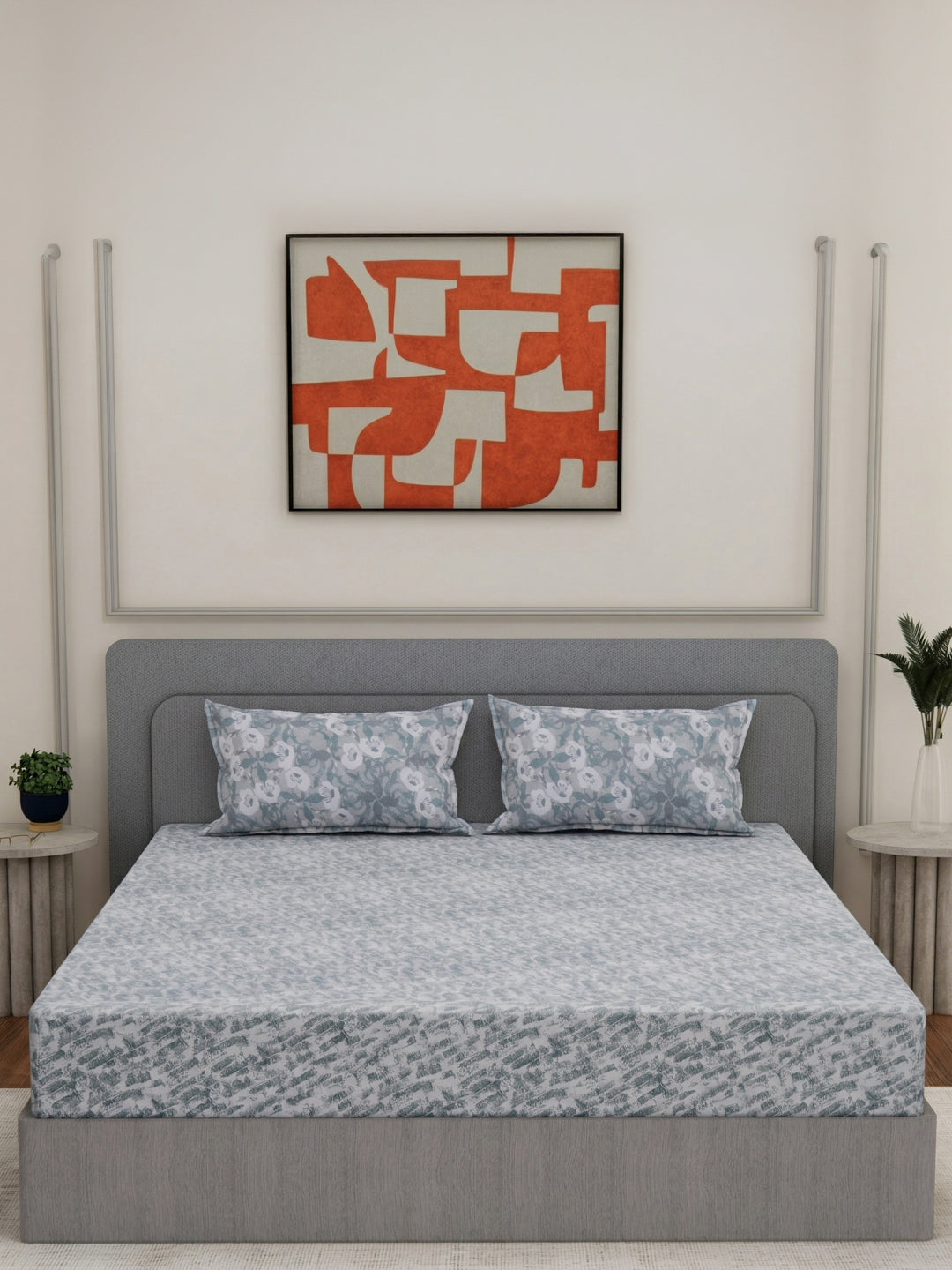 144 TC Pure Cotton Double Bed Bedsheet with 2 Pillow Covers Prestige Collection