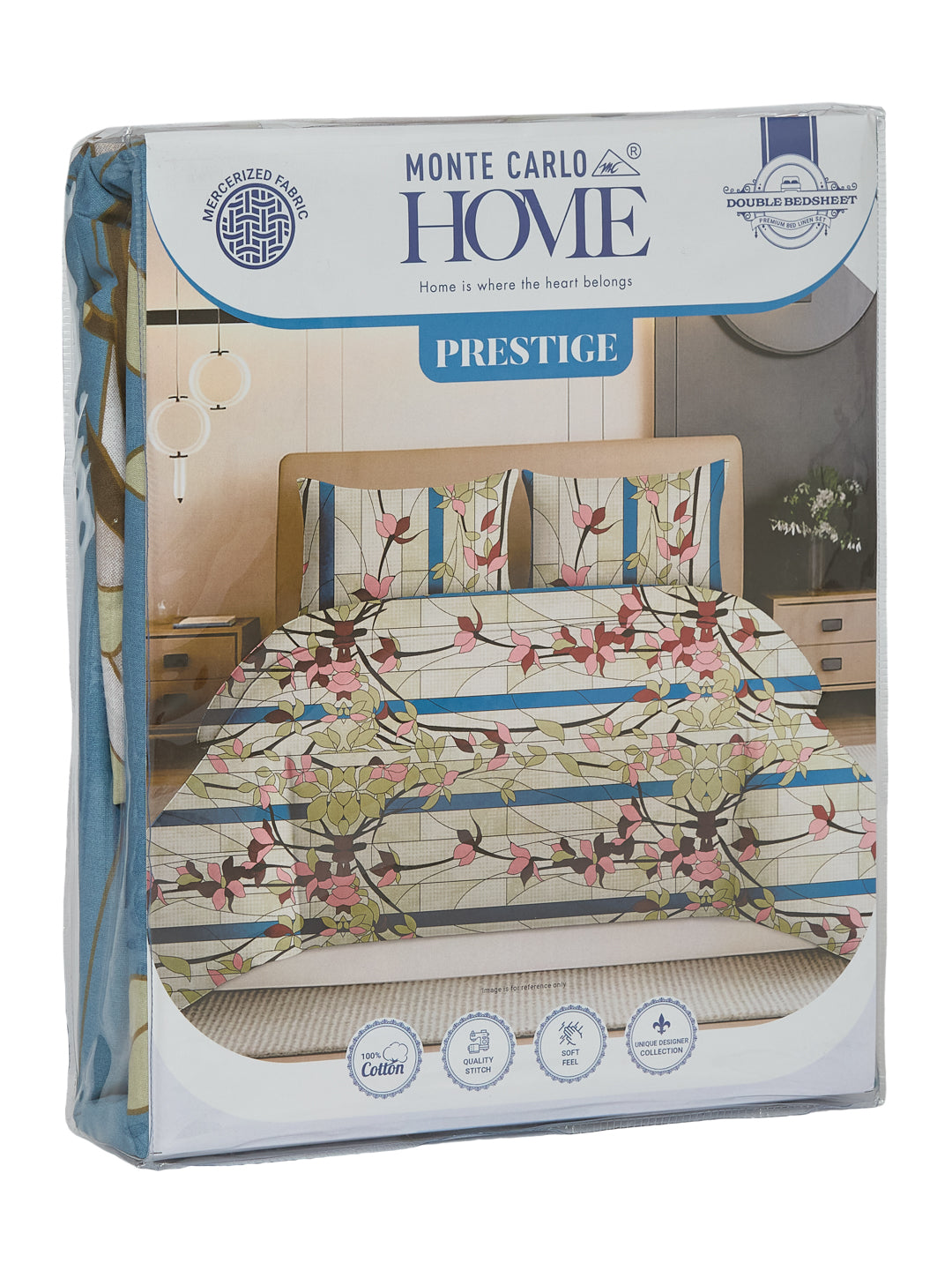 144 TC Pure Cotton Double Bed Bedsheet with 2 Pillow Covers Prestige Collection