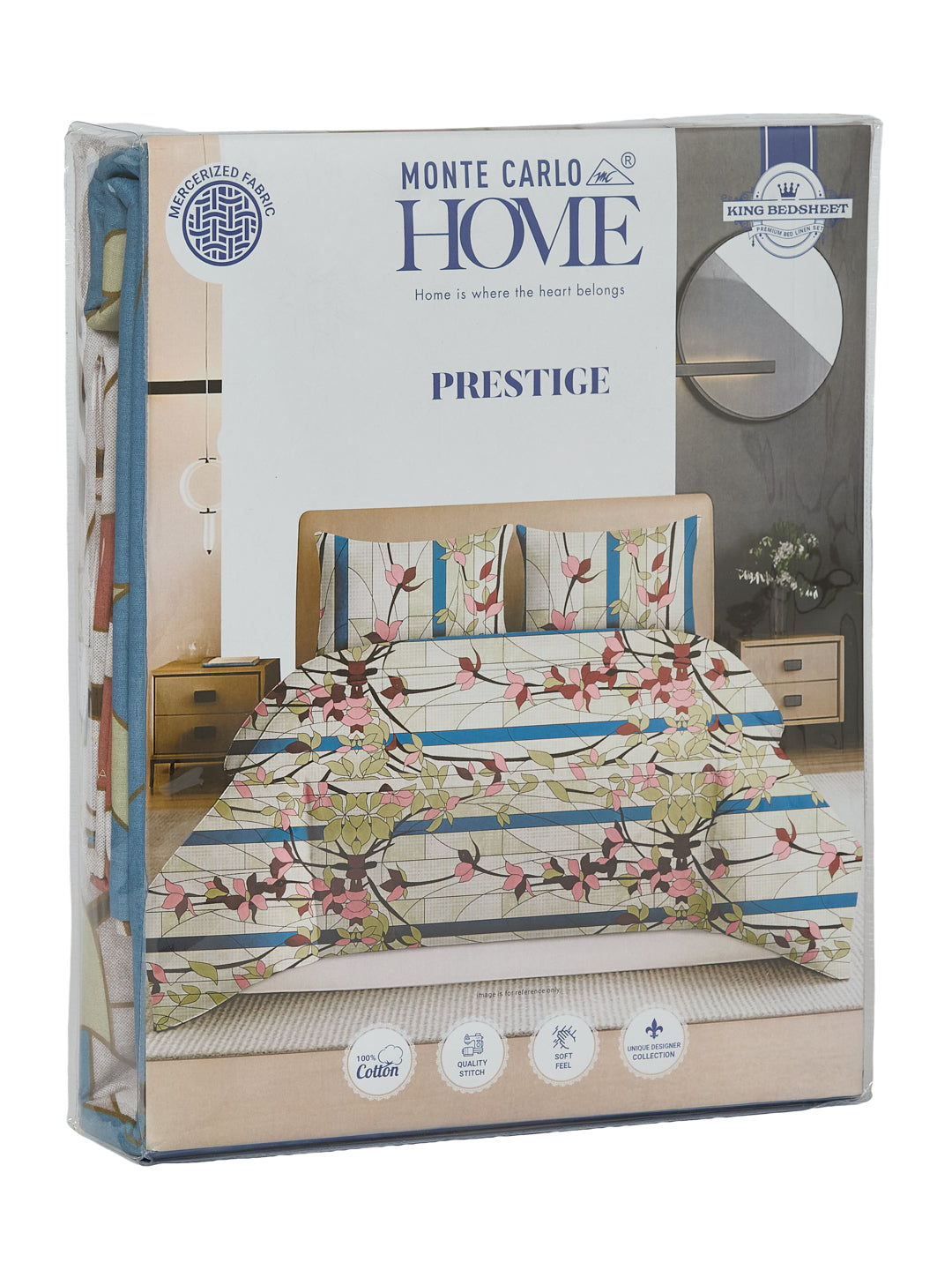 144 TC Pure Cotton King Size Bedsheet with 2 Pillow Covers Prestige Collection