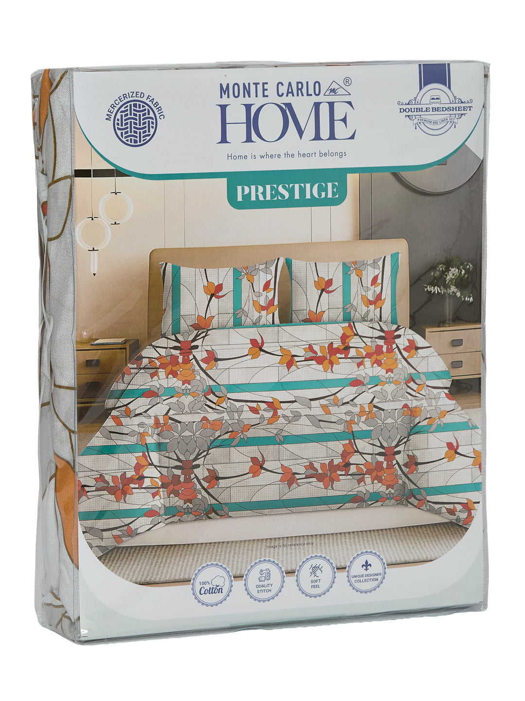 144 TC Pure Cotton Double Bed Bedsheet with 2 Pillow Covers Prestige Collection