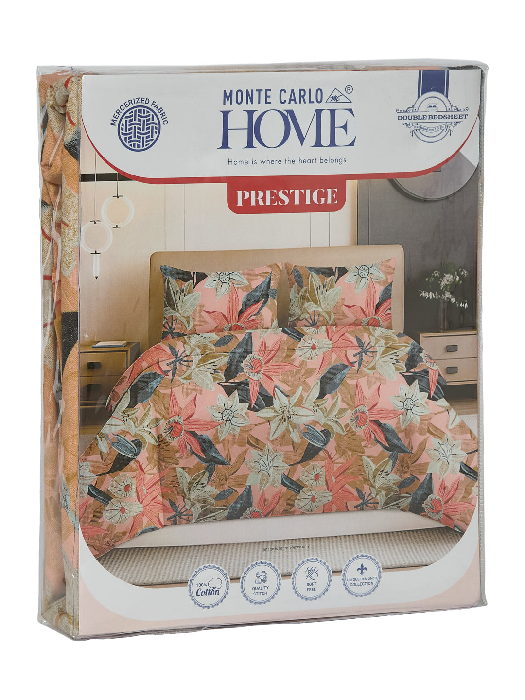 144 TC Pure Cotton Double Bed Bedsheet with 2 Pillow Covers Prestige Collection
