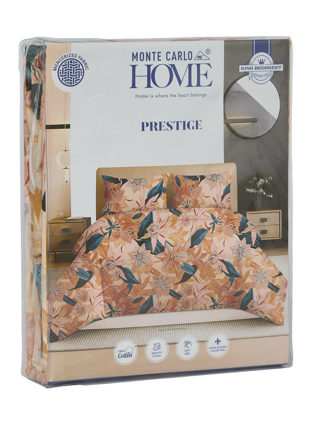 144 TC Pure Cotton King Size Bedsheet with 2 Pillow Covers Prestige Collection