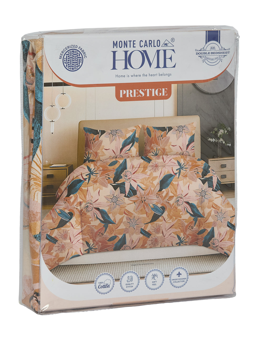 144 TC Pure Cotton Double Bed Bedsheet with 2 Pillow Covers Prestige Collection