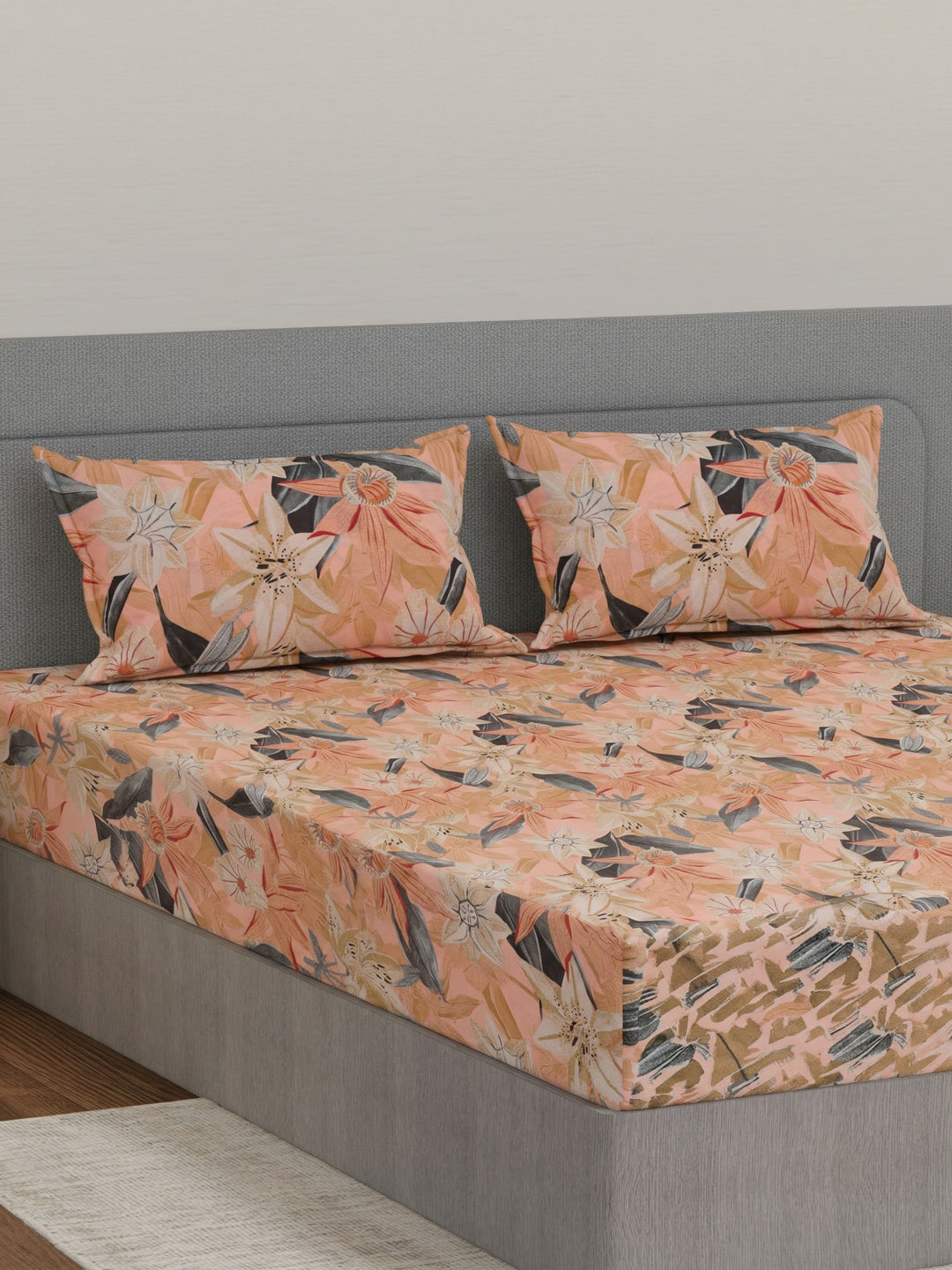 144 TC Pure Cotton King Size Bedsheet with 2 Pillow Covers Prestige Collection