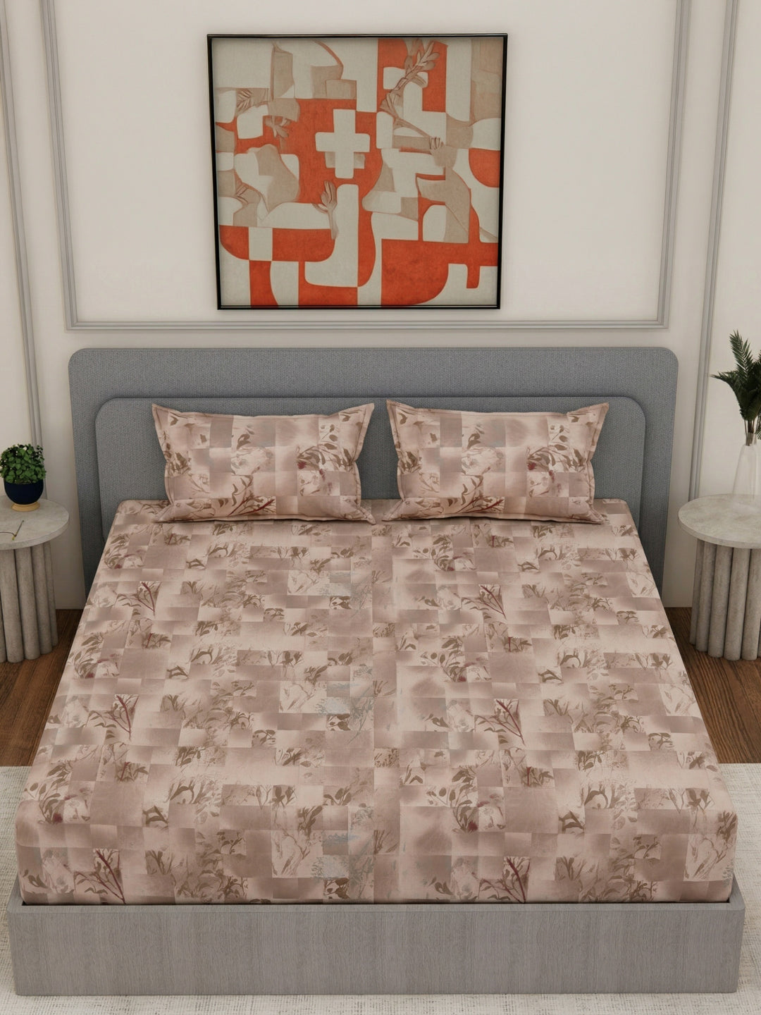 144 TC Pure Cotton Double Bed Bedsheet with 2 Pillow Covers Prestige Collection
