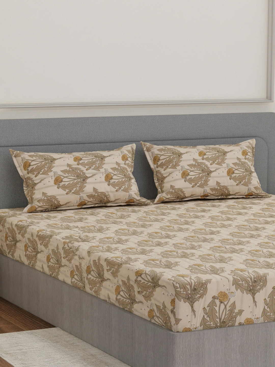 135 GSM Polyester King Size Bedsheet with 2 Pillow Covers Royal King Collection