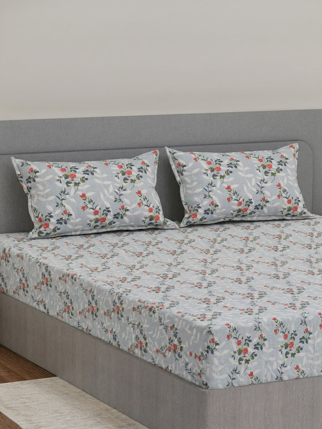135 GSM Polyester King Size Bedsheet with 2 Pillow Covers Royal King Collection