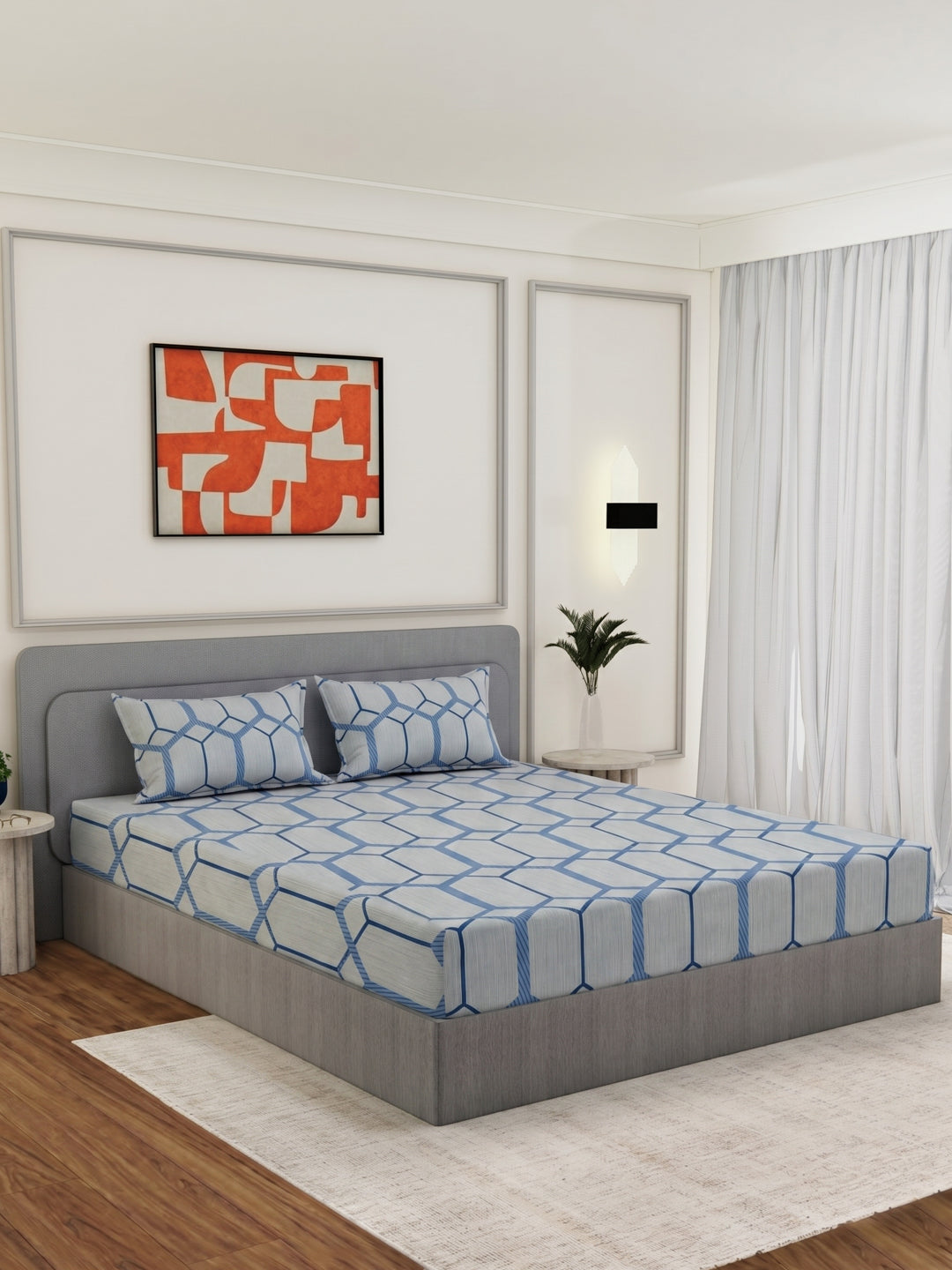 135 GSM Polyester King Size Bedsheet with 2 Pillow Covers Royal King Collection