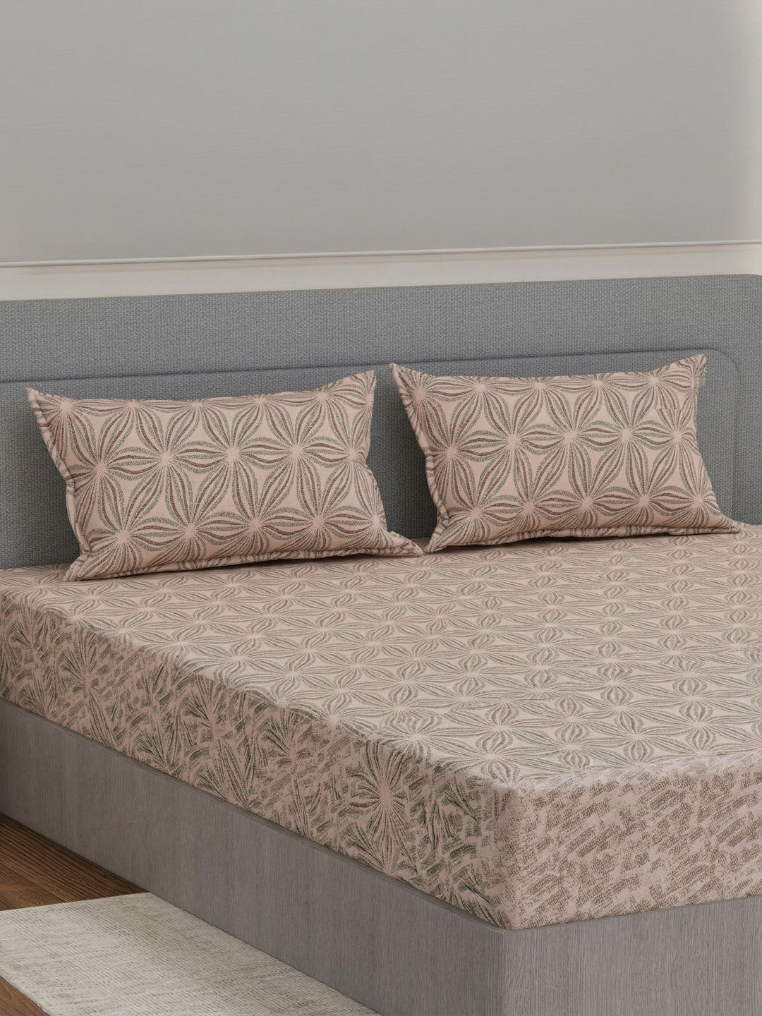 135 GSM Polyester King Size Bedsheet with 2 Pillow Covers Royal King Collection