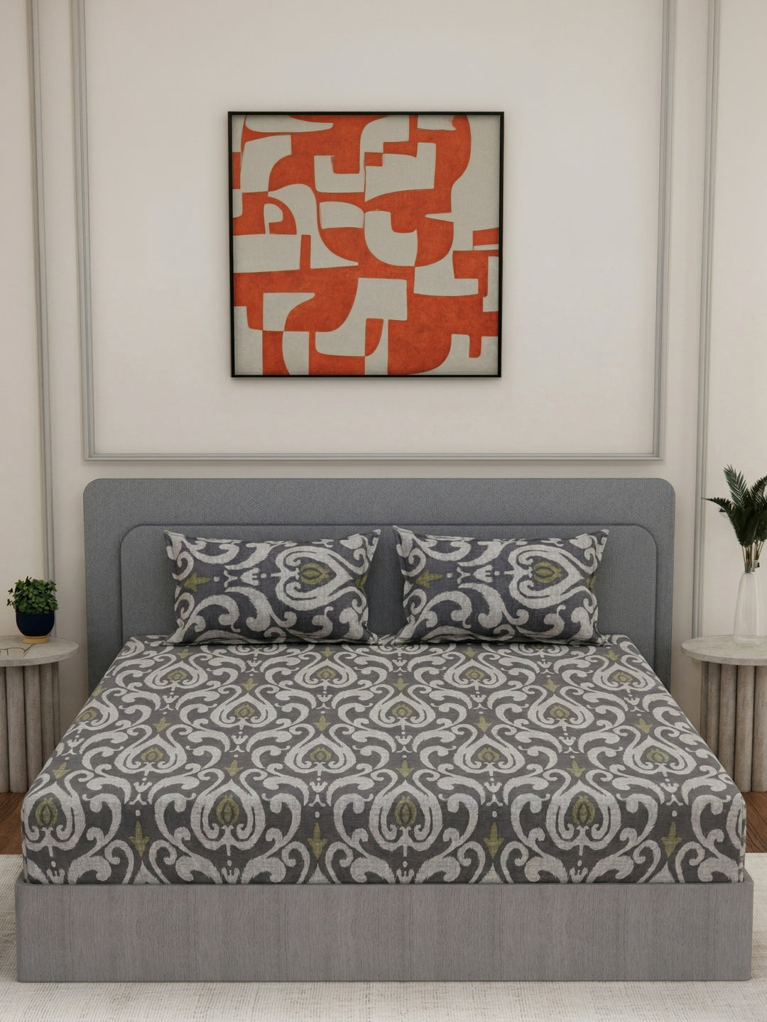 135 GSM Polyester King Size Bedsheet with 2 Pillow Covers Royal King Collection