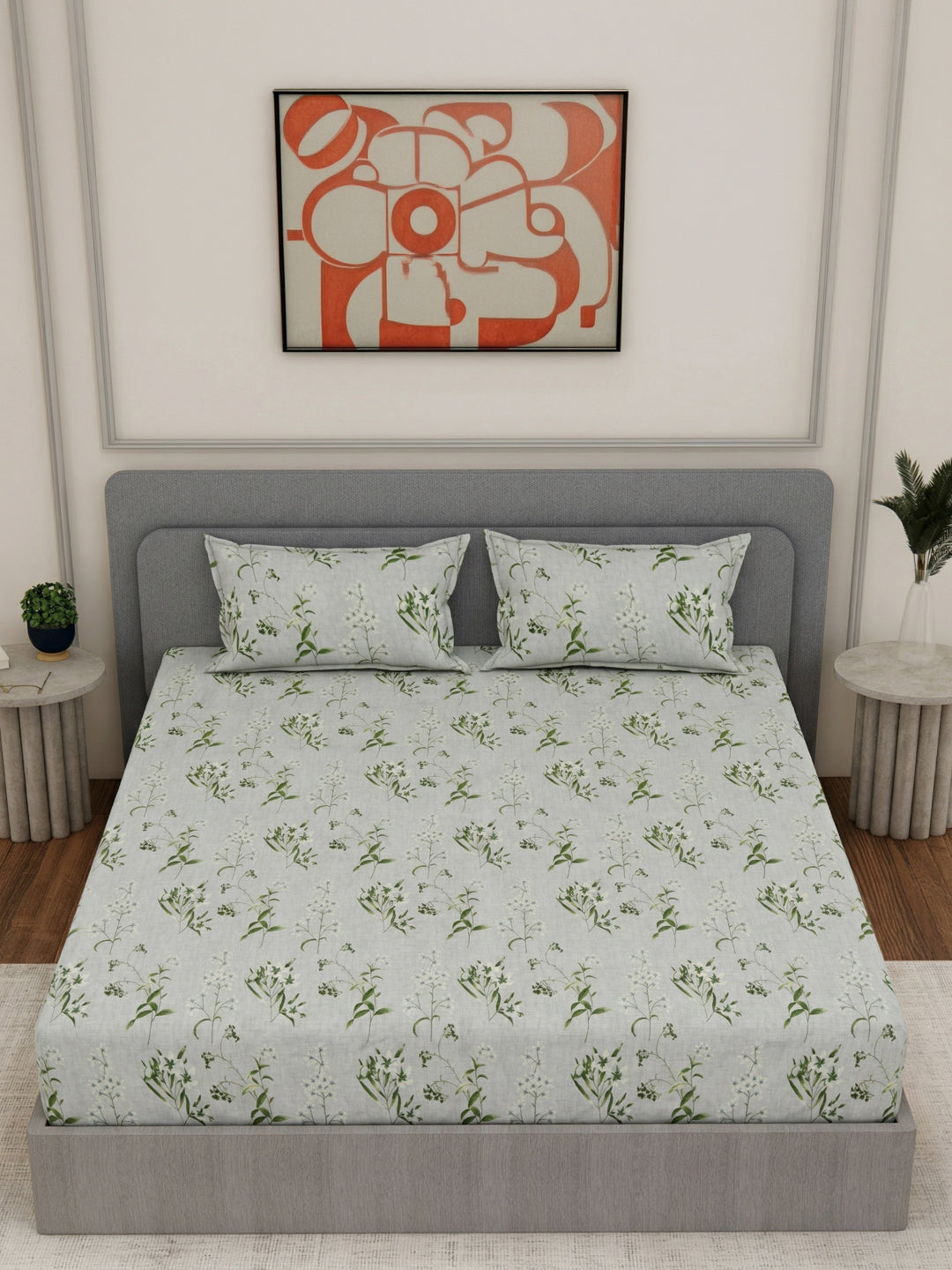 135 GSM Polyester King Size Bedsheet with 2 Pillow Covers Royal King Collection