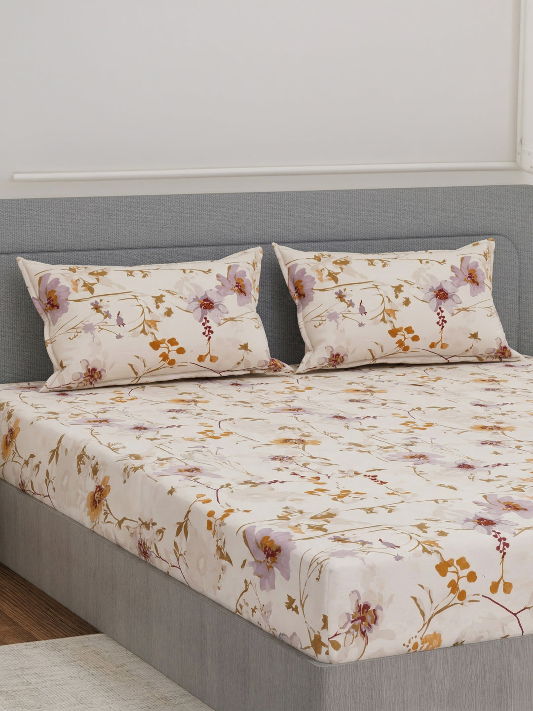 135 GSM Polyester King Size Bedsheet with 2 Pillow Covers Royal King Collection