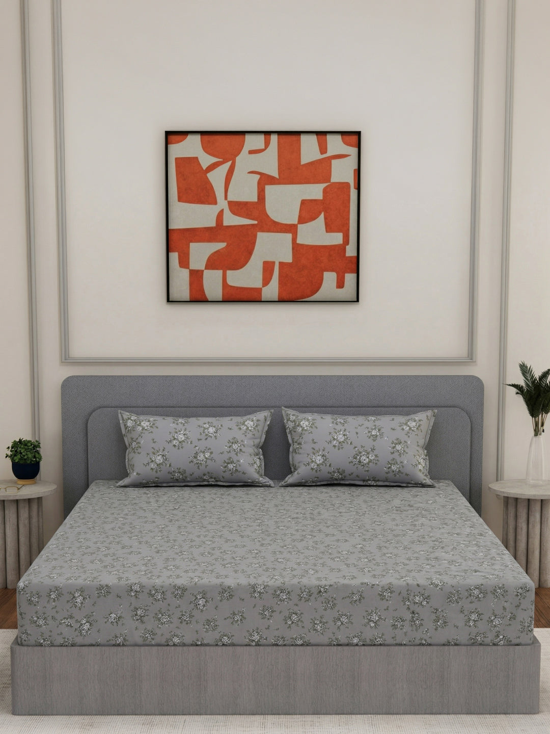135 GSM Polyester King Size Bedsheet with 2 Pillow Covers Royal King Collection