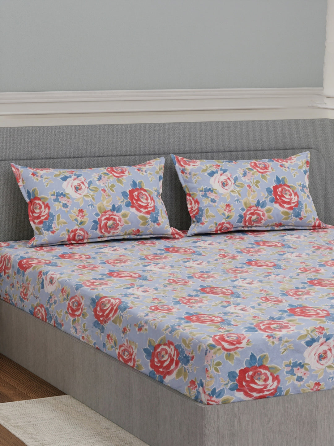 135 GSM Polyester King Size Bedsheet with 2 Pillow Covers Royal King Collection