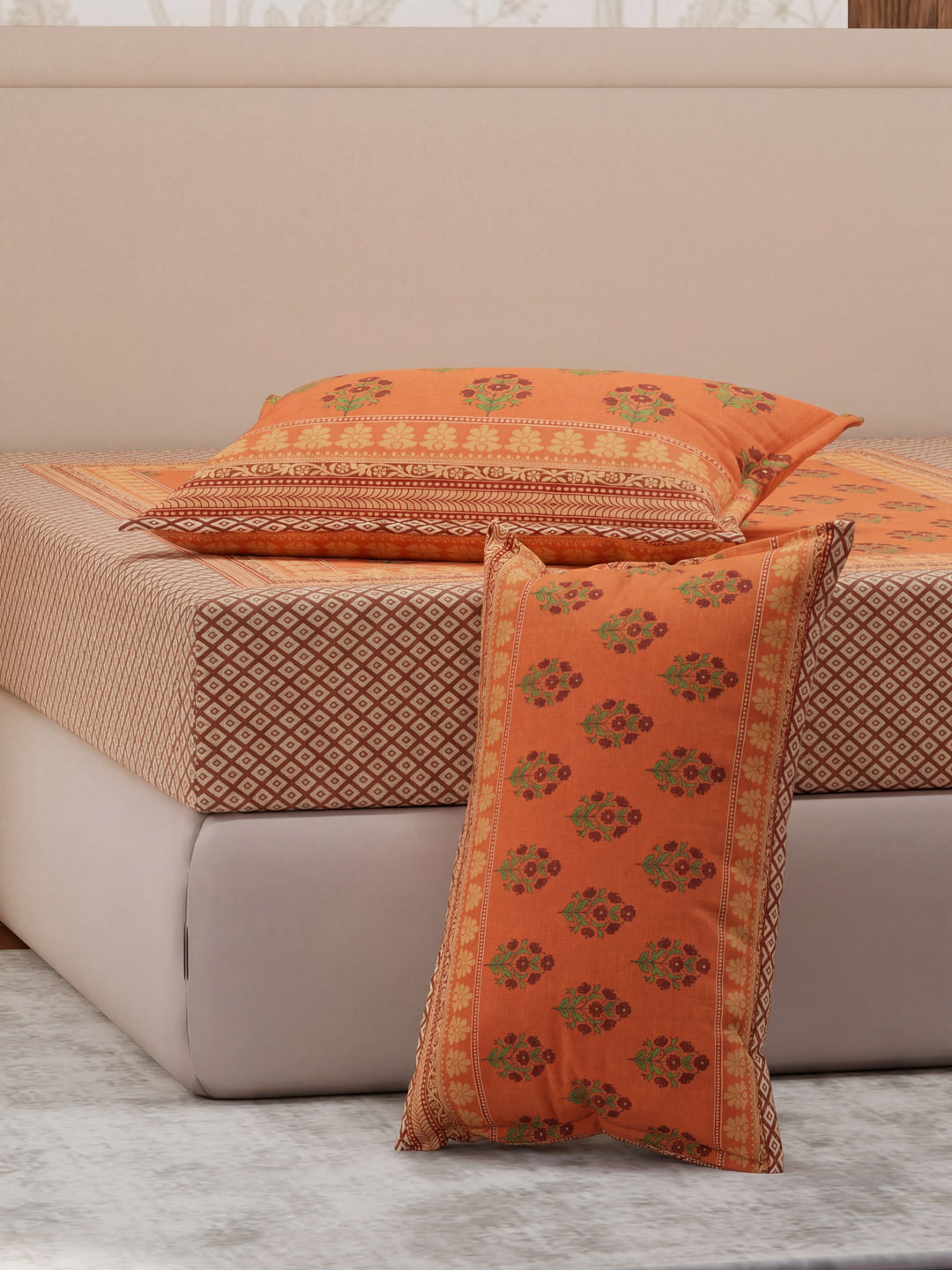 Premium 180 TC Pure Cotton King Size Bedsheet with 2 Pillow Covers Sanganeri Collection