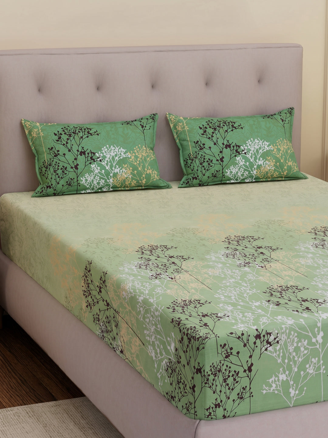 144 TC Pure Cotton King Size Bedsheet with 2 Pillow Covers Sensations Collection